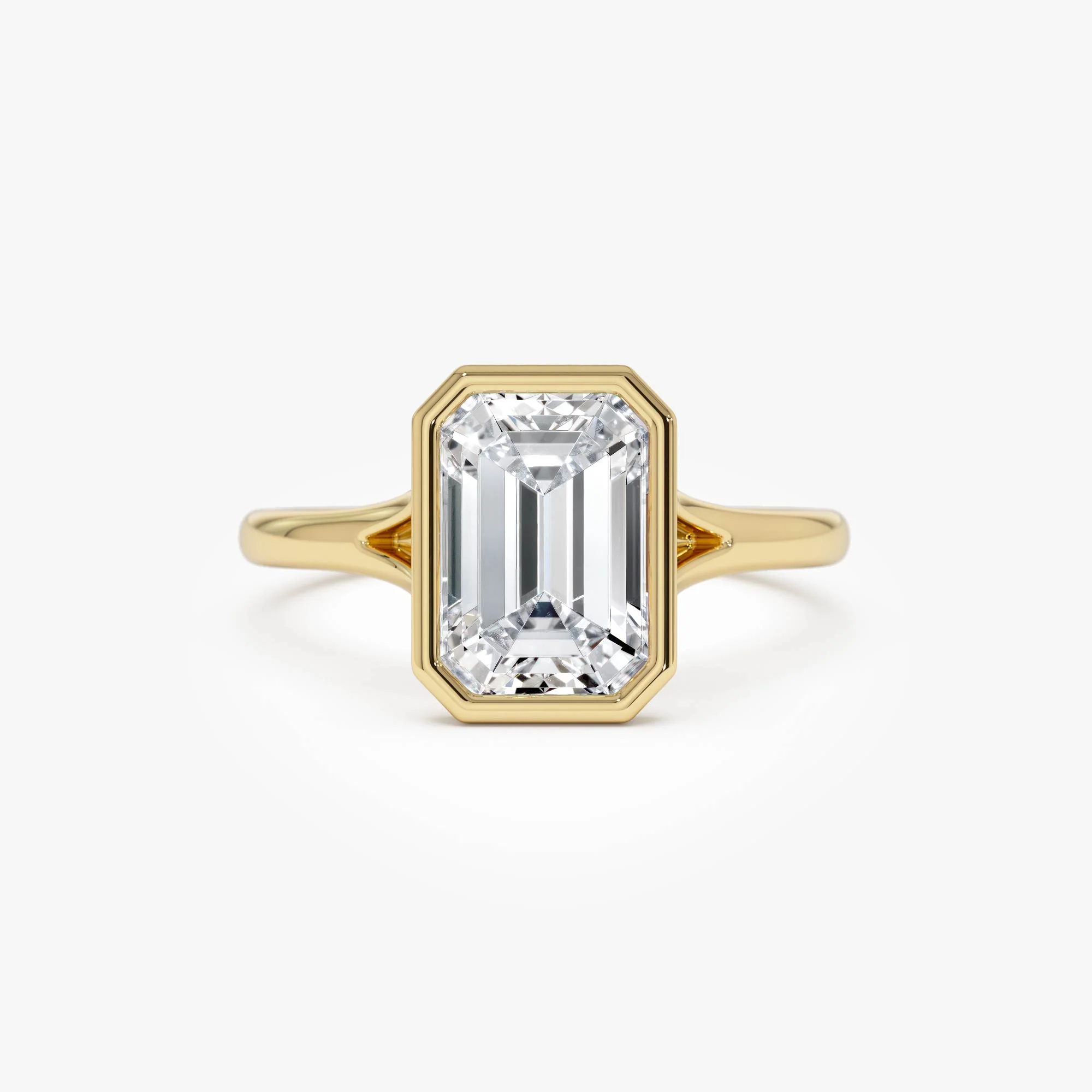 2.00 Ctw 14k Emerald Cut Lab Grown Diamond Ring Bezel Solitaire Setting - Novara