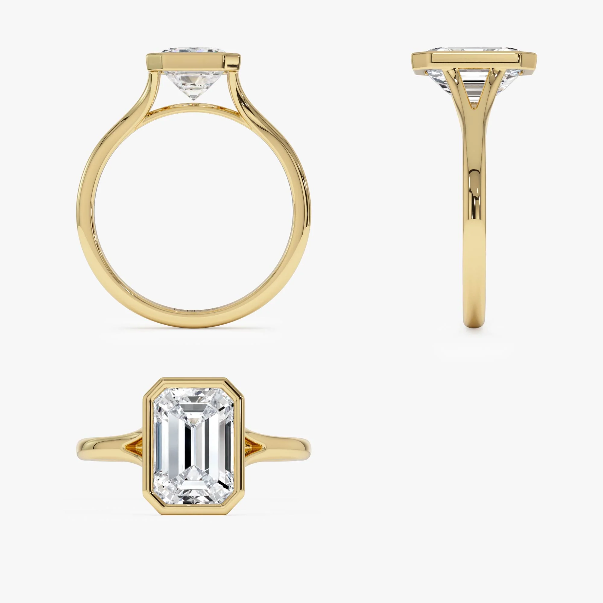 2.00 Ctw 14k Emerald Cut Lab Grown Diamond Ring Bezel Solitaire Setting - Novara - Image 10