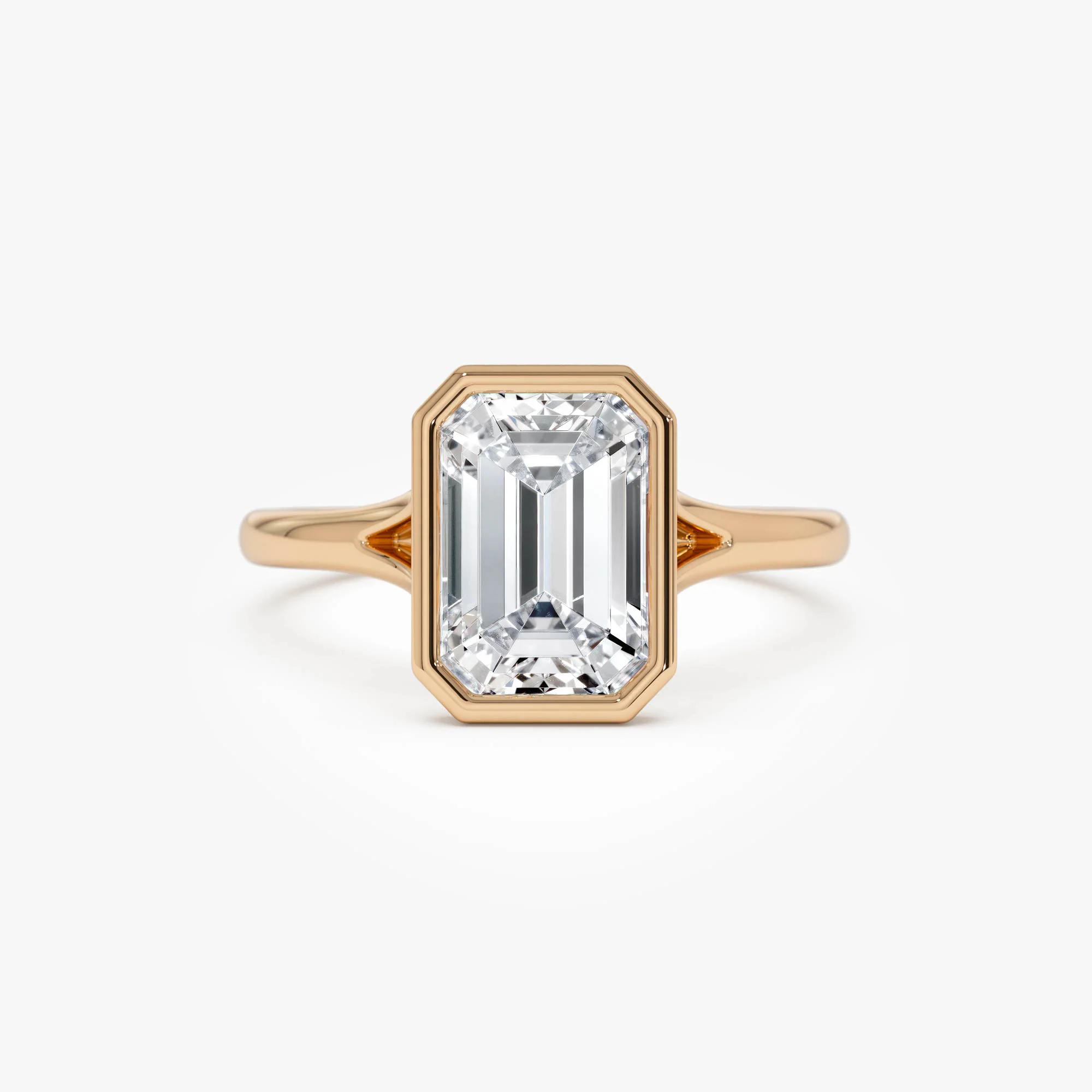 2.00 Ctw 14k Emerald Cut Lab Grown Diamond Ring Bezel Solitaire Setting - Novara - Image 7