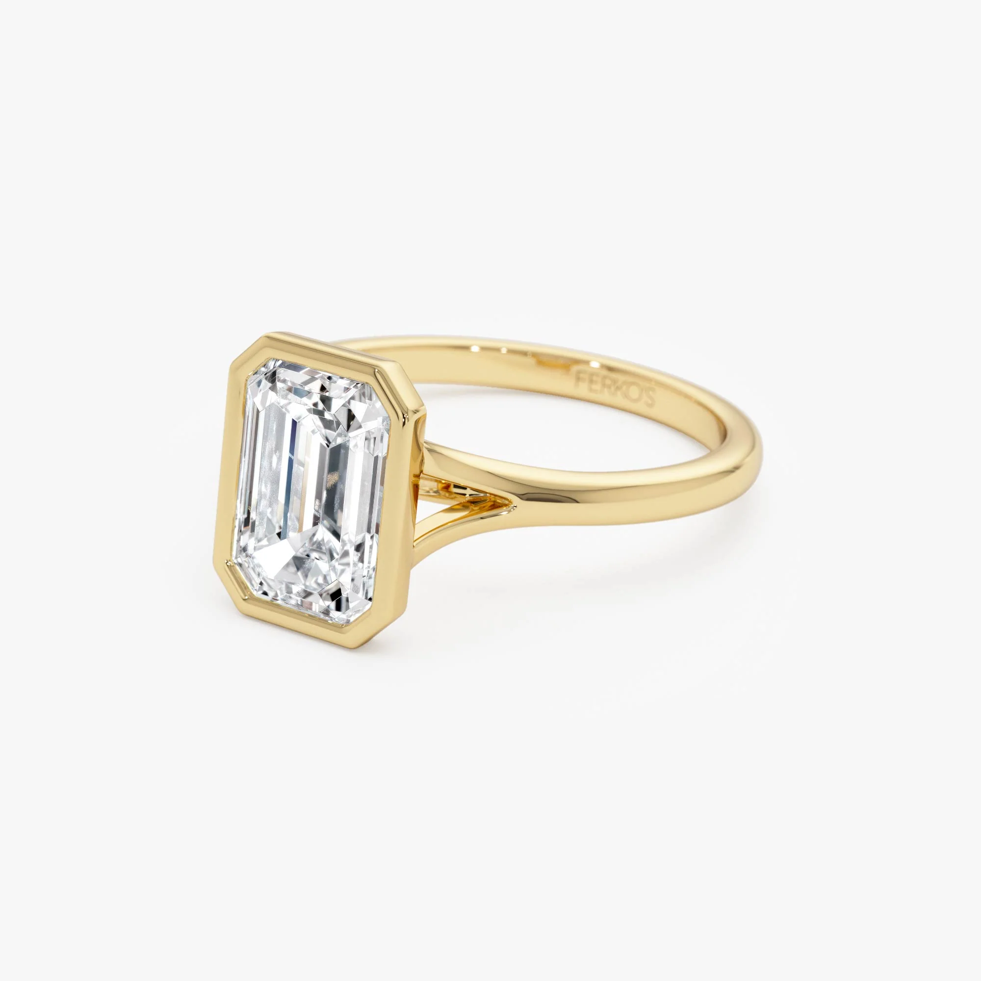 2.00 Ctw 14k Emerald Cut Lab Grown Diamond Ring Bezel Solitaire Setting - Novara - Image 9