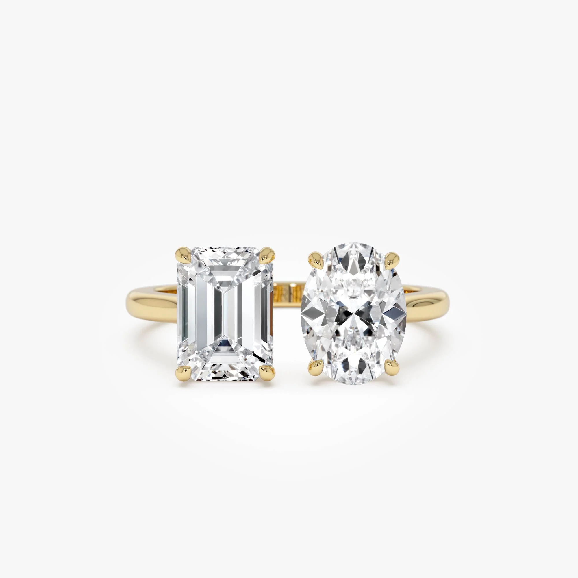 2.00 Ctw 14k Emerald & Oval Cut Toi et Moi Lab Grown Diamond Ring - Selen