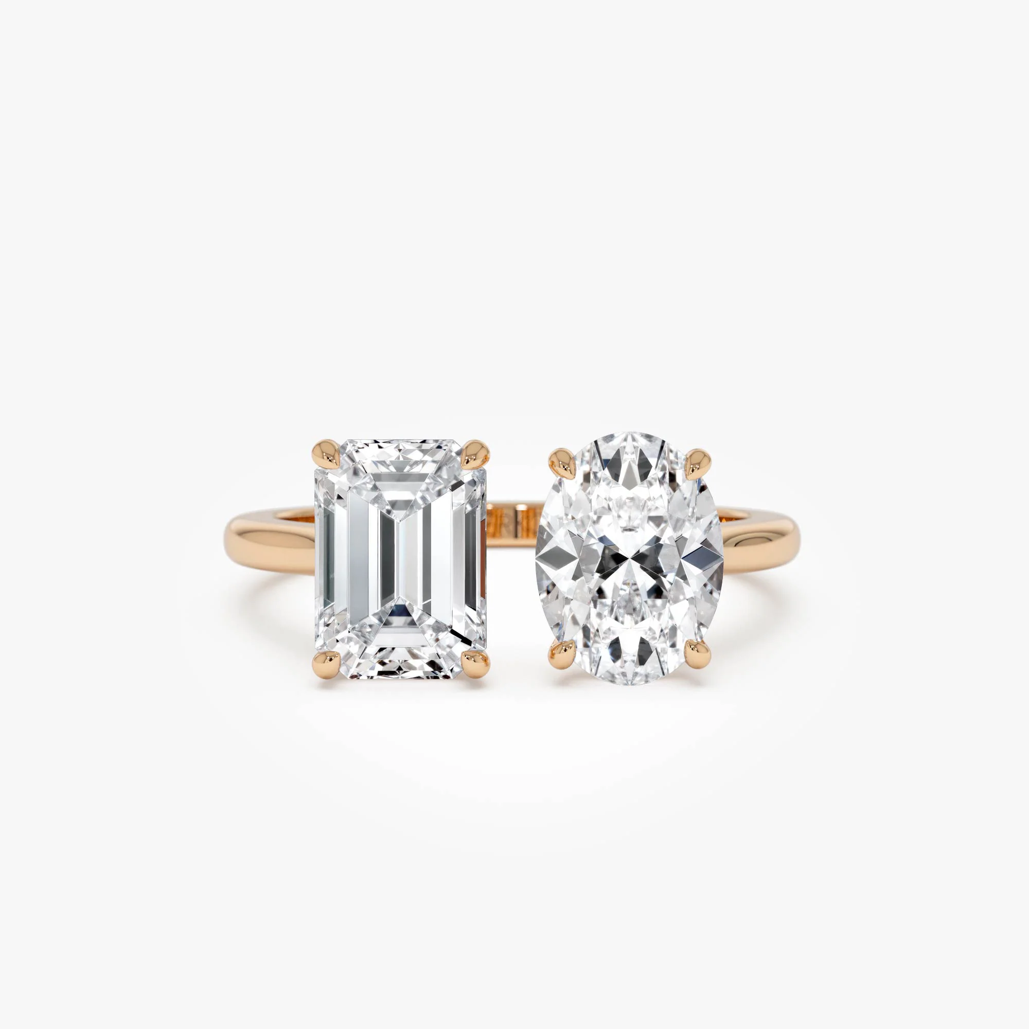 2.00 Ctw 14k Emerald & Oval Cut Toi et Moi Lab Grown Diamond Ring - Selen - Image 7