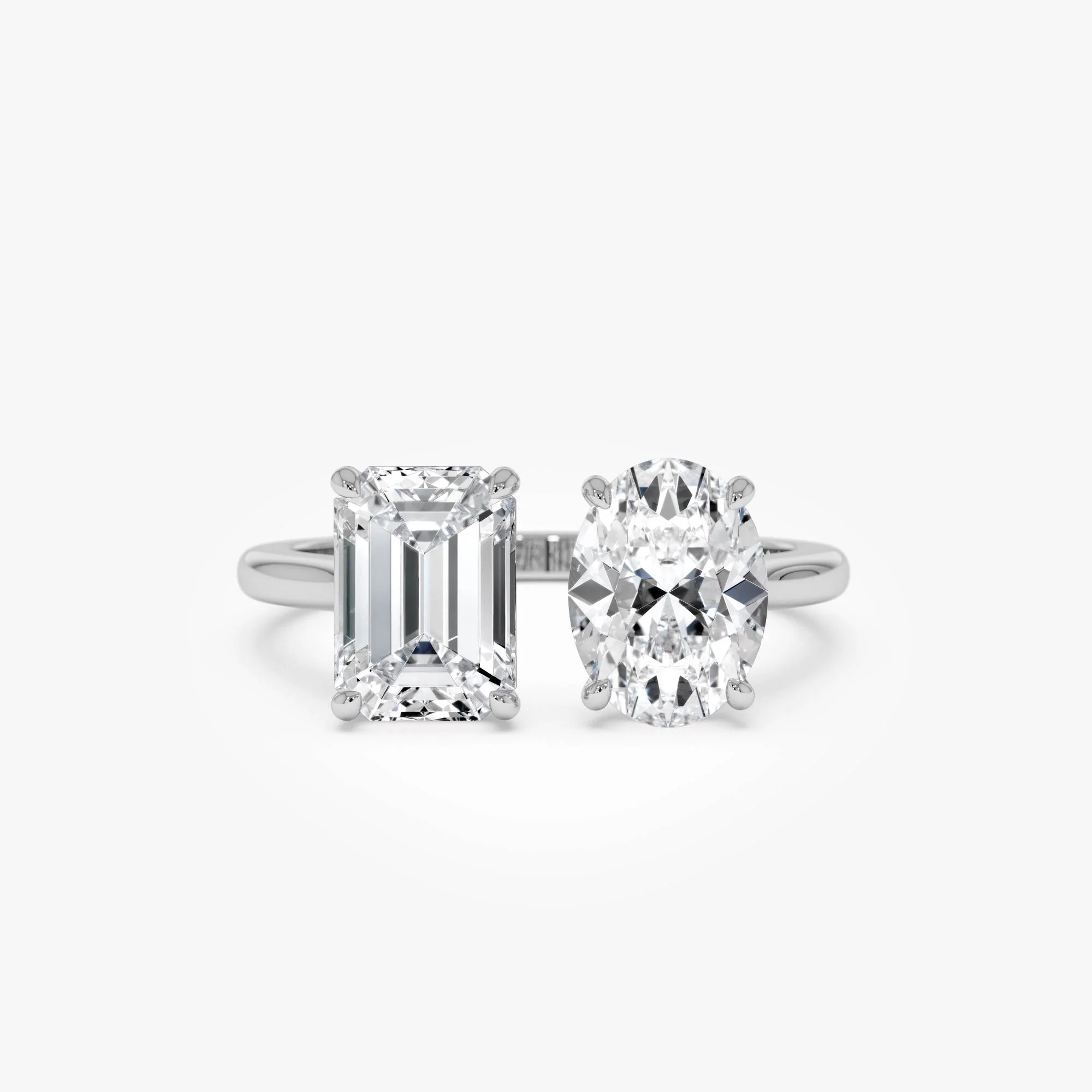 2.00 Ctw 14k Emerald & Oval Cut Toi et Moi Lab Grown Diamond Ring - Selen - Image 8