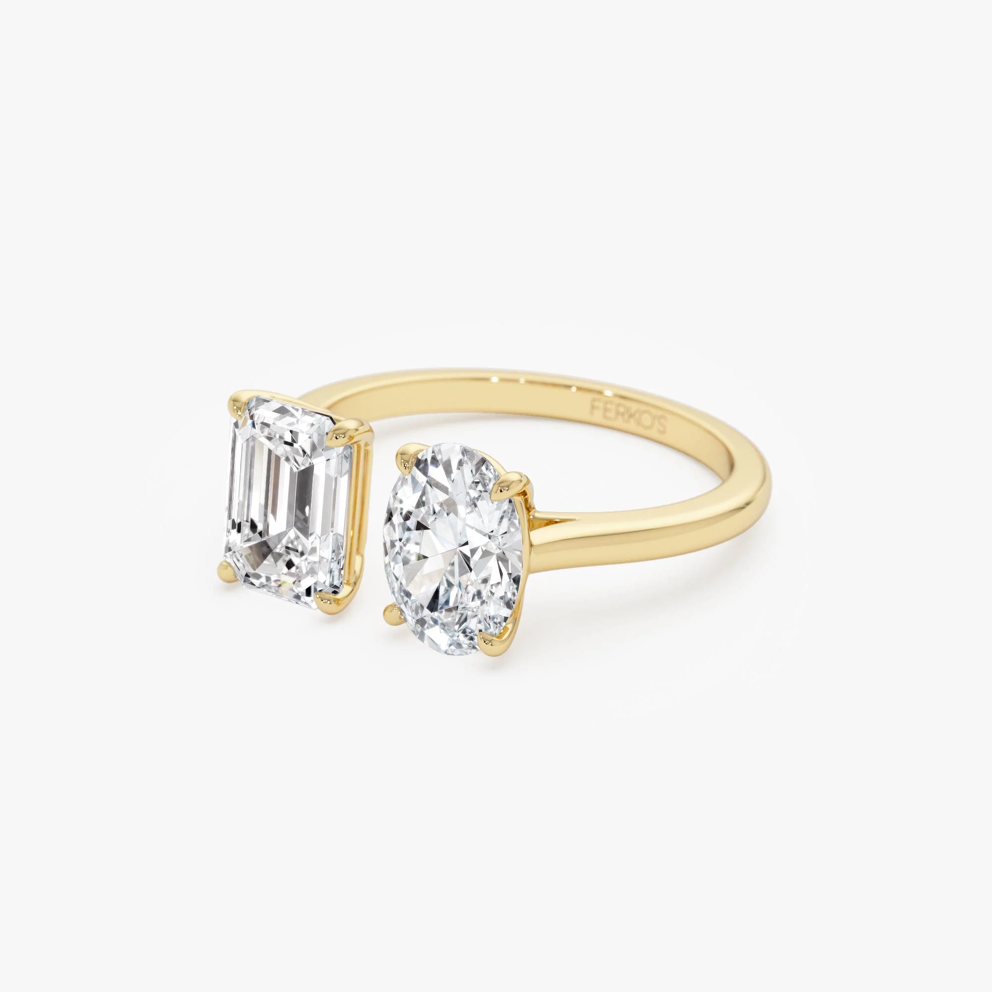 2.00 Ctw 14k Emerald & Oval Cut Toi et Moi Lab Grown Diamond Ring - Selen - Image 9