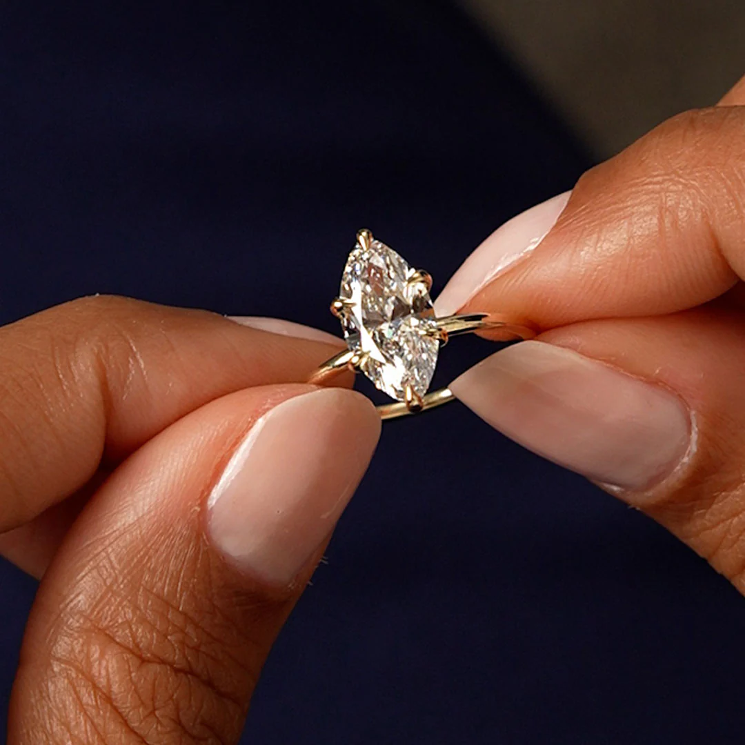 2.00 Ctw 14k Marquise Lab Grown Diamond Engagement Ring with Hidden Halo – Natalia - Image 2