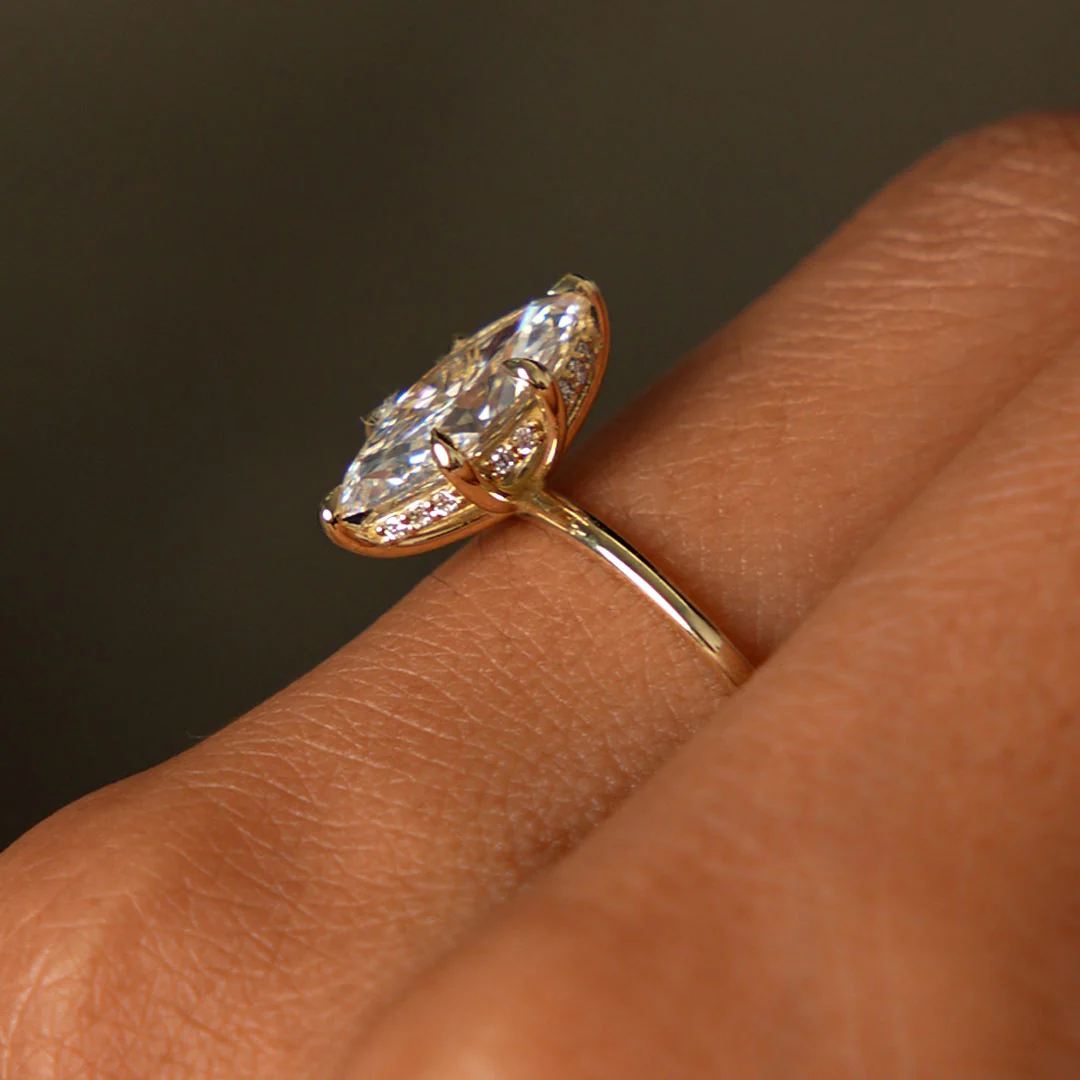 2.00 Ctw 14k Marquise Lab Grown Diamond Engagement Ring with Hidden Halo – Natalia - Image 7