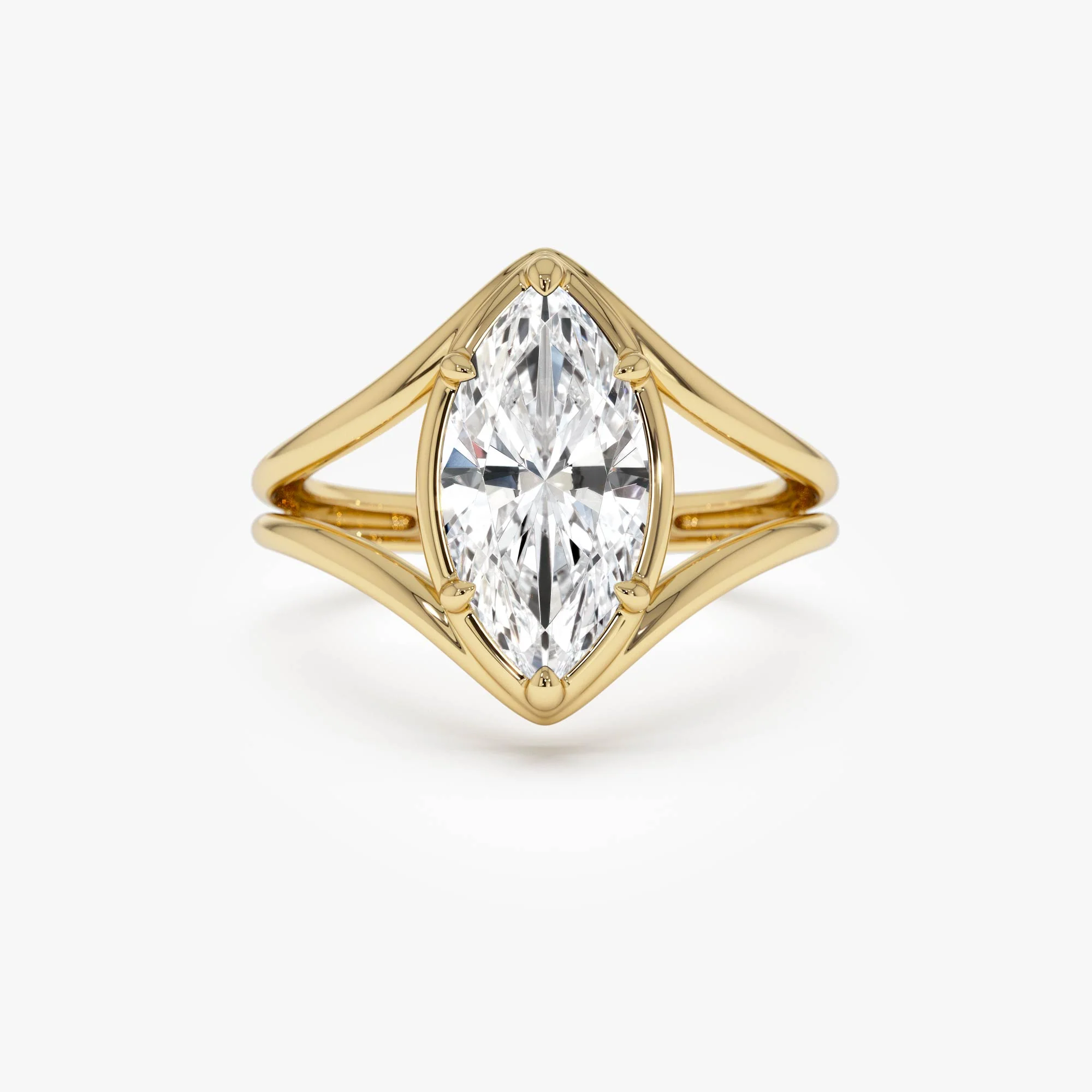 2.00 Ctw 14k Marquise Shaped Lab Grown Diamond Split Shank Engagement Ring - Carla
