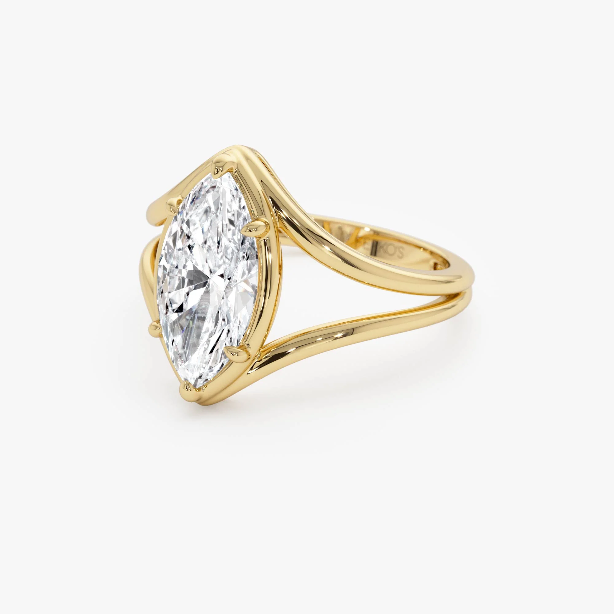 2.00 Ctw 14k Marquise Shaped Lab Grown Diamond Split Shank Engagement Ring - Carla - Image 9