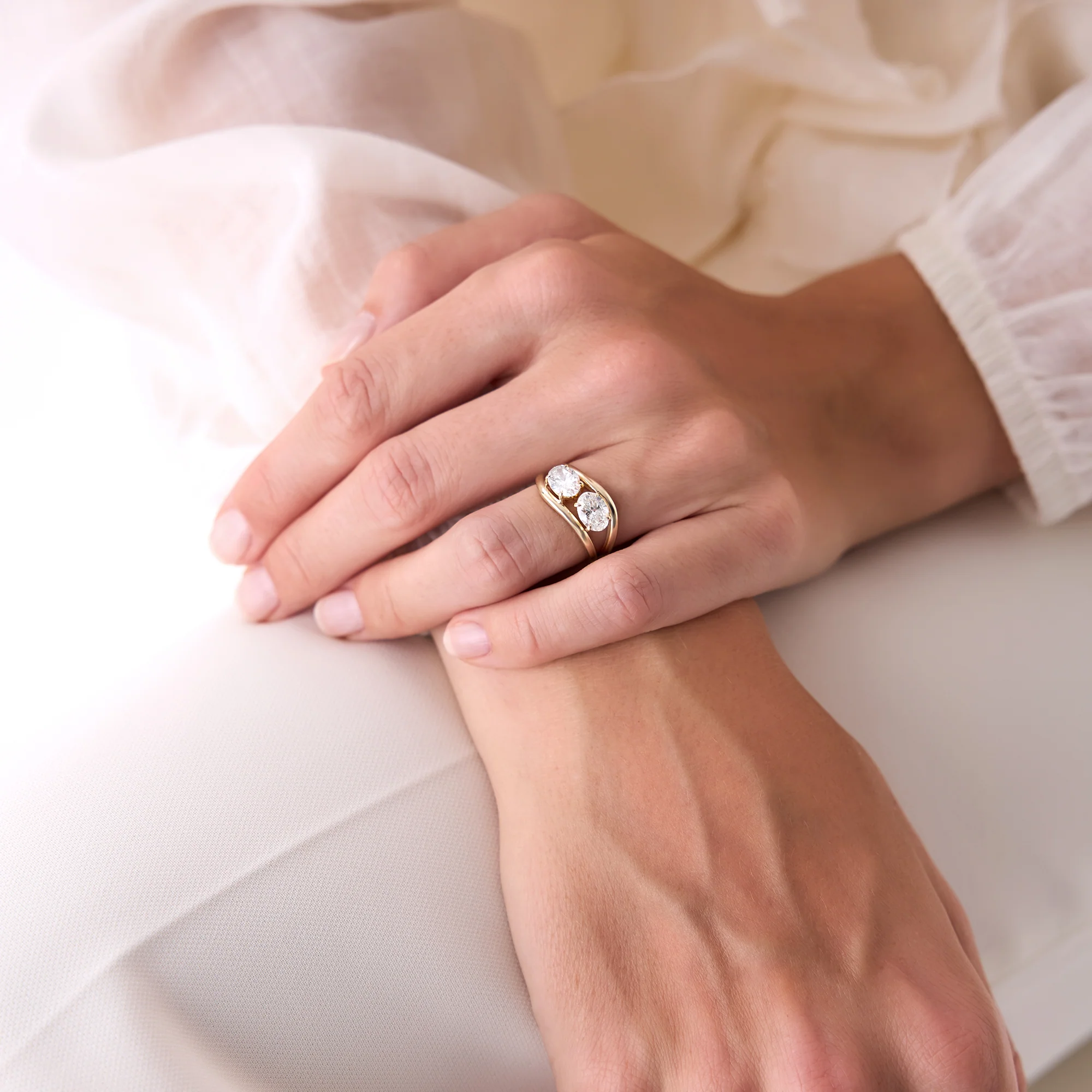 2.00 Ctw 14k Oval Shaped Lab Grown Diamond Stacked Rings - Rhea - Image 2