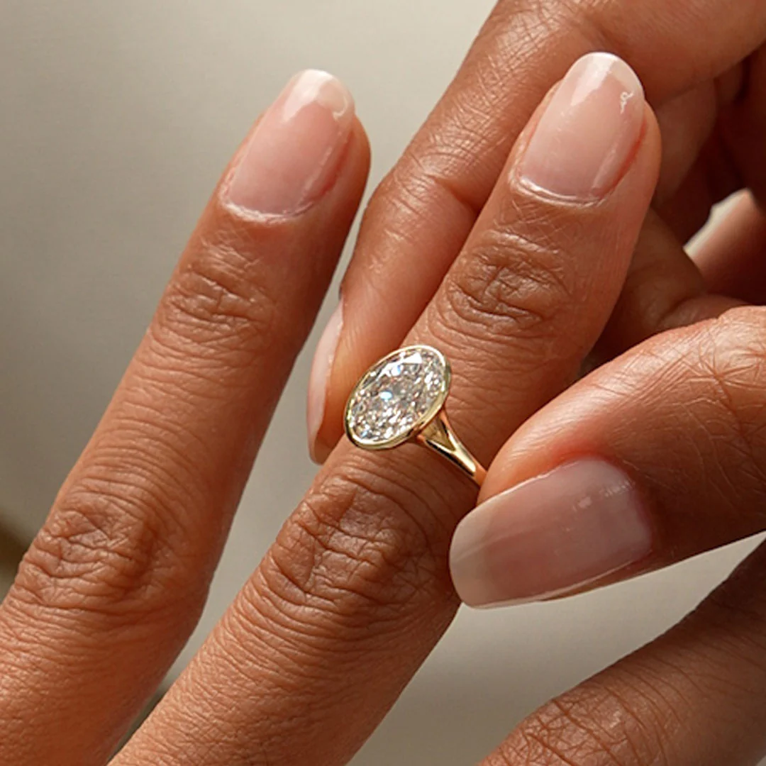 2.00 ctw 14k Oval Shaped Minimalist Bezel Setting Lab Grown Diamond Engagement Ring – Marcella - Image 4