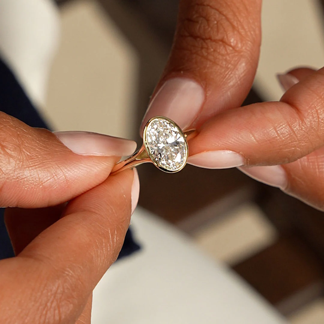 2.00 ctw 14k Oval Shaped Minimalist Bezel Setting Lab Grown Diamond Engagement Ring – Marcella - Image 5