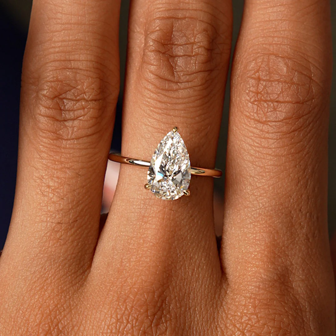 2.00 Ctw 14k Pear Shaped Lab Grown Diamond Hidden Halo Engagement Ring – Amara - Image 3
