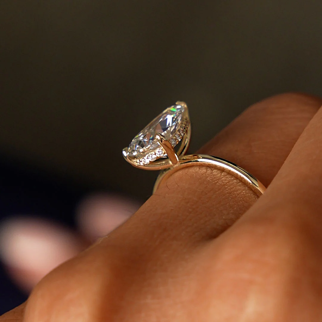 2.00 Ctw 14k Pear Shaped Lab Grown Diamond Hidden Halo Engagement Ring – Amara - Image 4