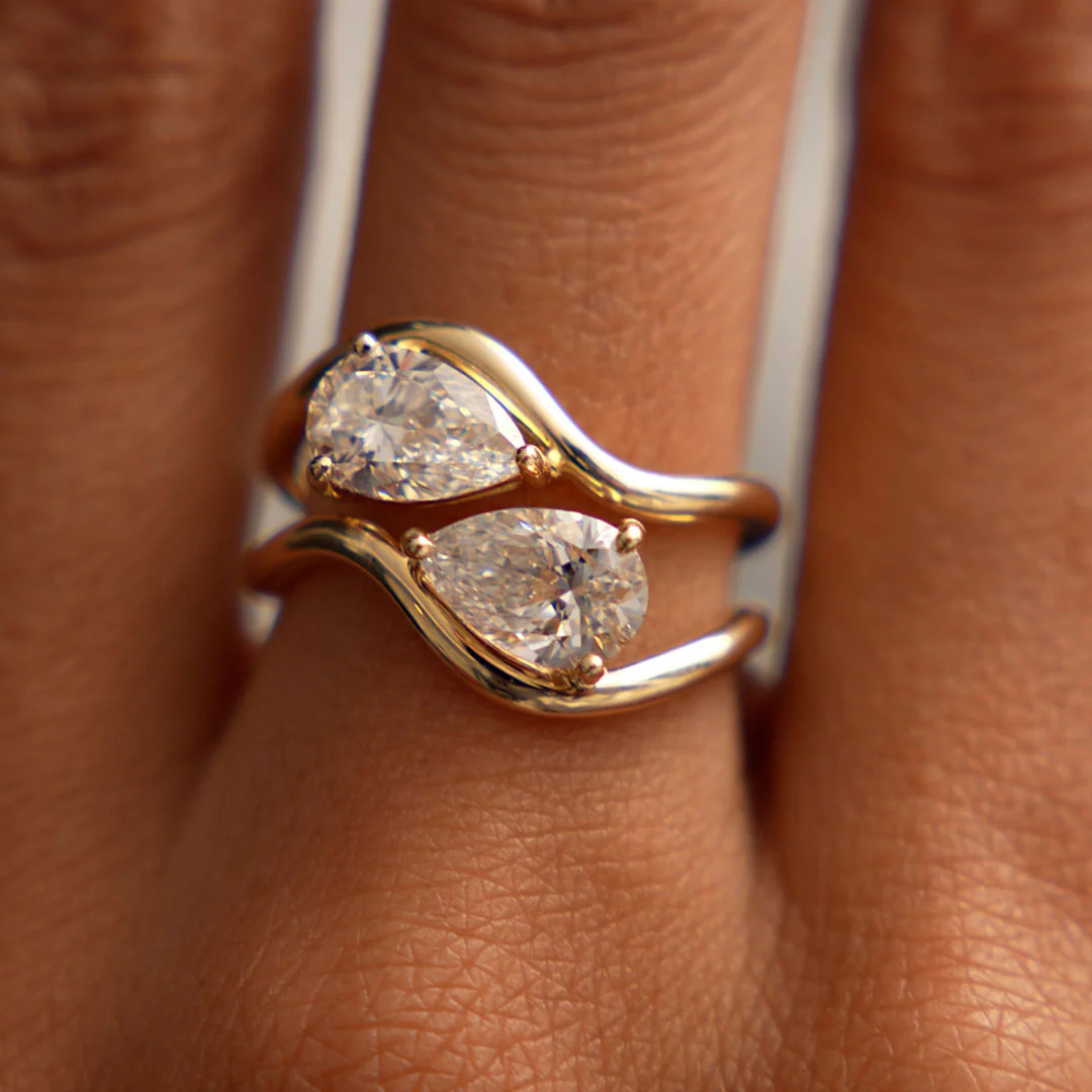 2.00 Ctw 14k Pear Shaped Lab Grown Diamond Stacked Rings - Chloe - Image 4