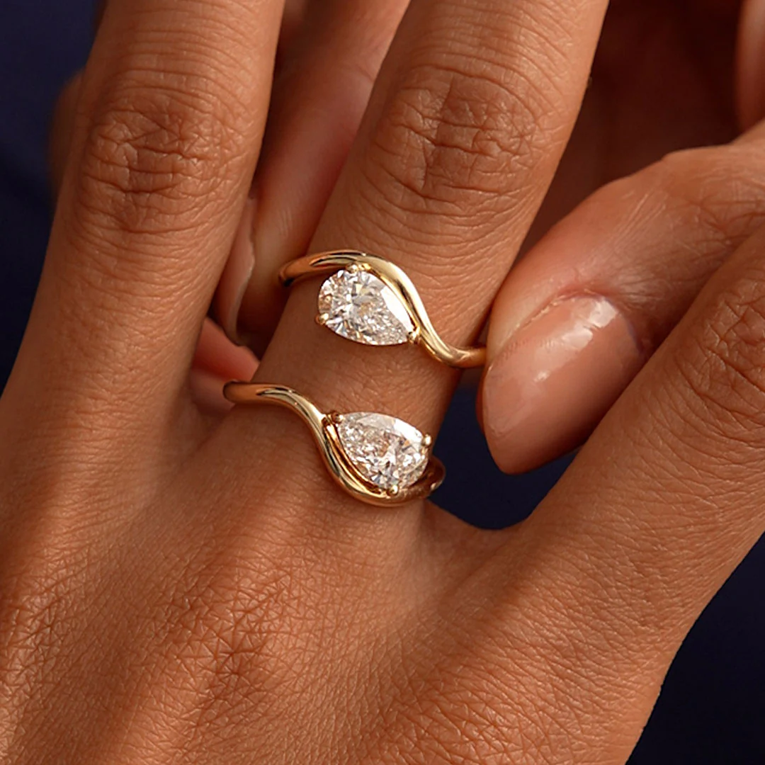 2.00 Ctw 14k Pear Shaped Lab Grown Diamond Stacked Rings - Chloe - Image 5