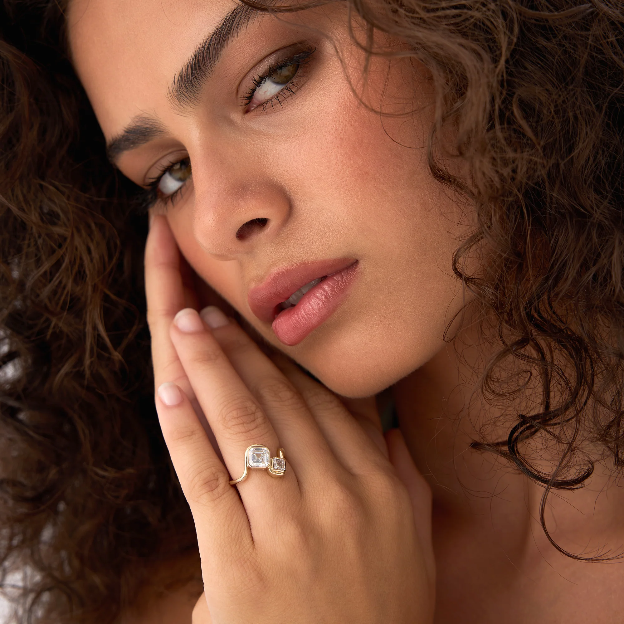 2.10 Ctw 14k Bezel Setting Asscher Cut Lab Grown Diamond Unique Toi Moi Ring - Paola - Image 2