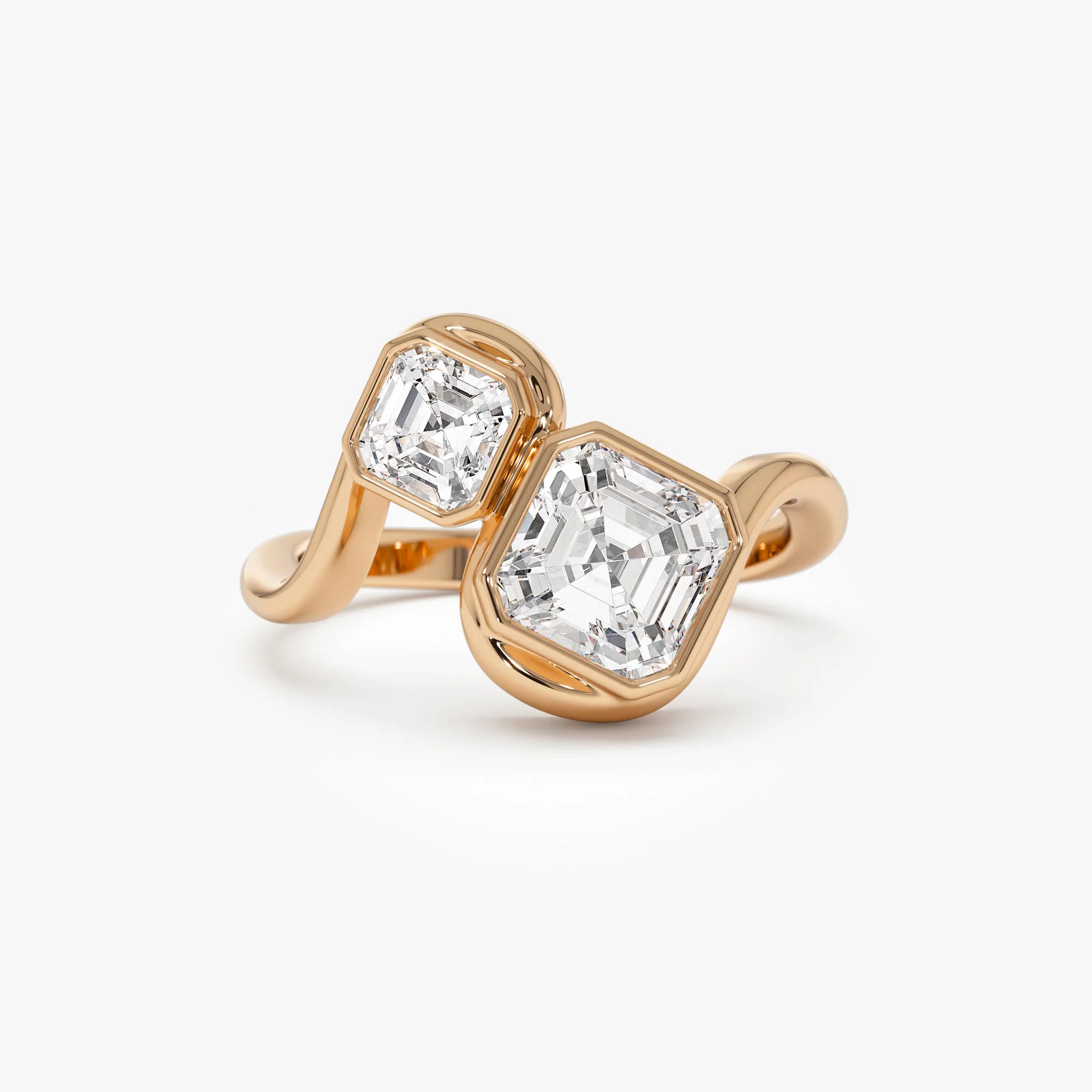 2.10 Ctw 14k Bezel Setting Asscher Cut Lab Grown Diamond Unique Toi Moi Ring - Paola - Image 5
