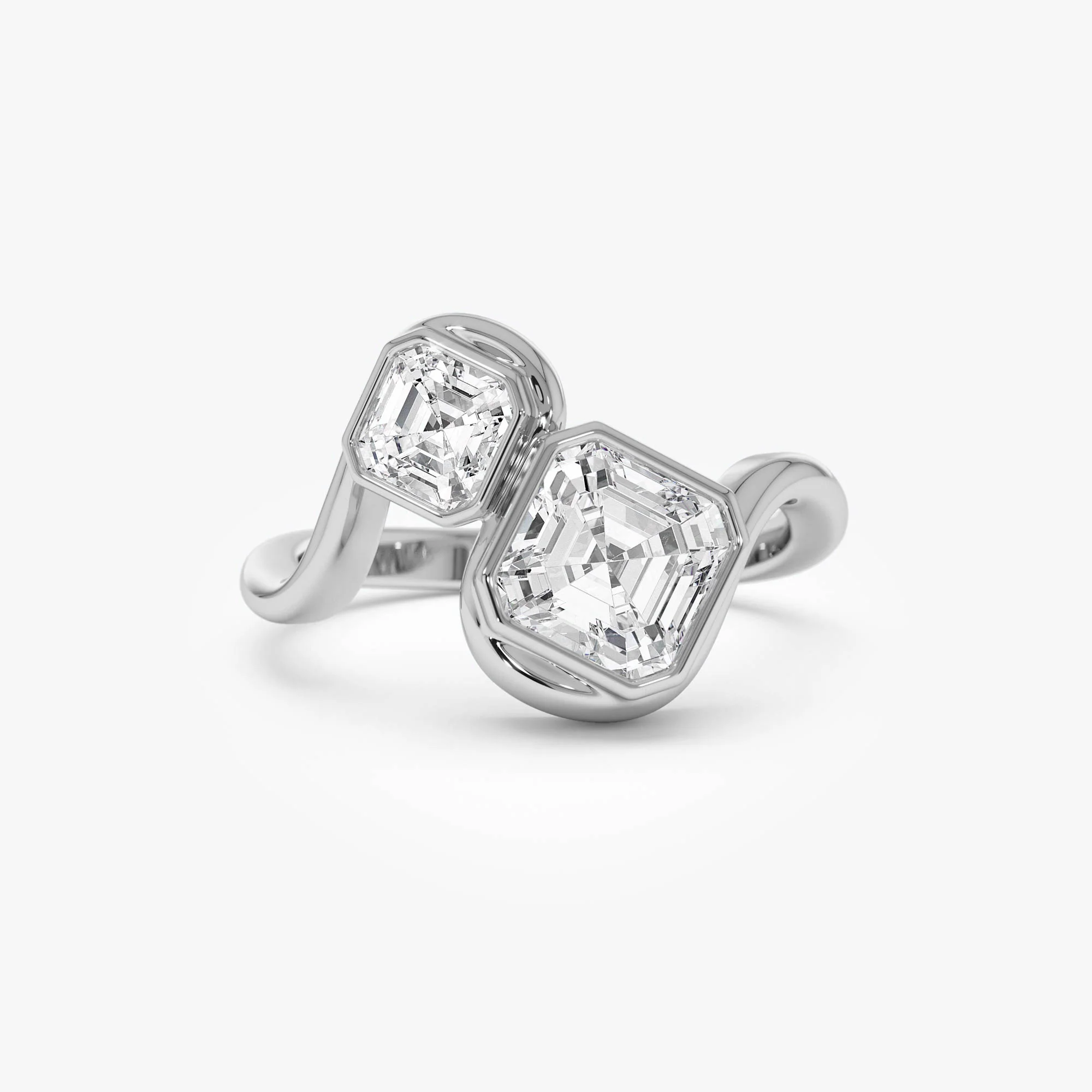 2.10 Ctw 14k Bezel Setting Asscher Cut Lab Grown Diamond Unique Toi Moi Ring - Paola - Image 6