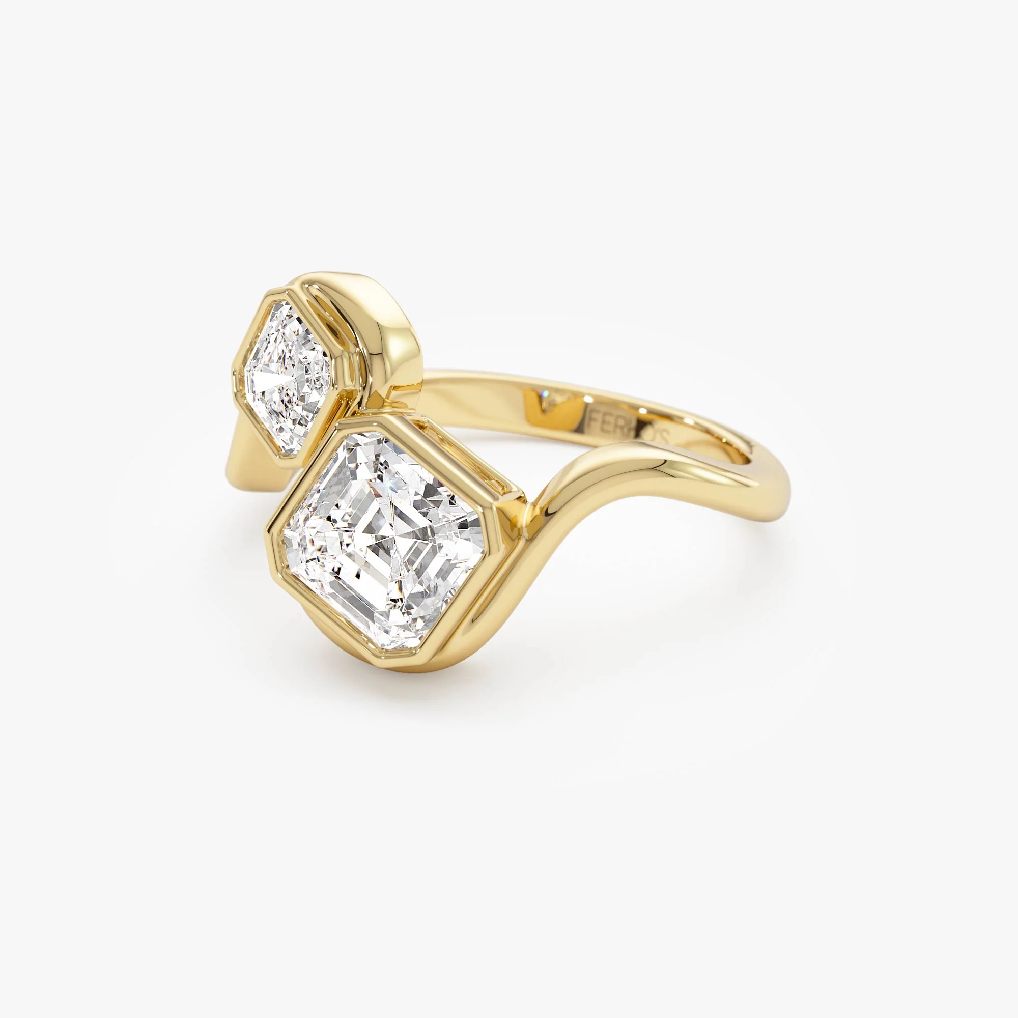 2.10 Ctw 14k Bezel Setting Asscher Cut Lab Grown Diamond Unique Toi Moi Ring - Paola - Image 7