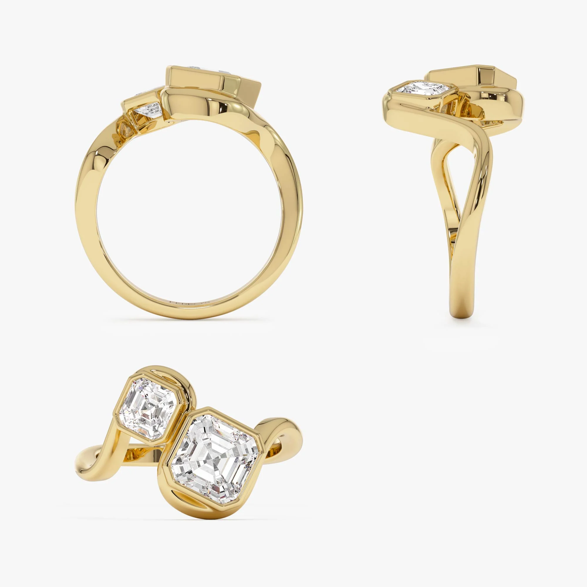 2.10 Ctw 14k Bezel Setting Asscher Cut Lab Grown Diamond Unique Toi Moi Ring - Paola - Image 8