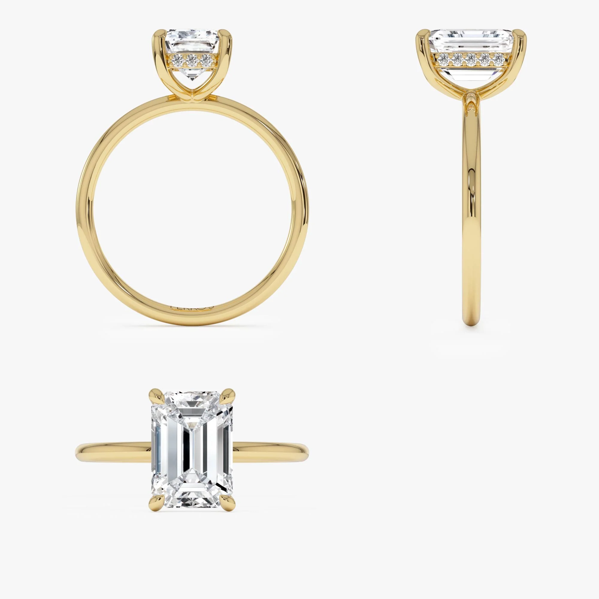 2.10 Ctw 14k Emerald Cut Lab Grown Diamond Hidden Halo Engagement Ring – Vivienne - Image 9