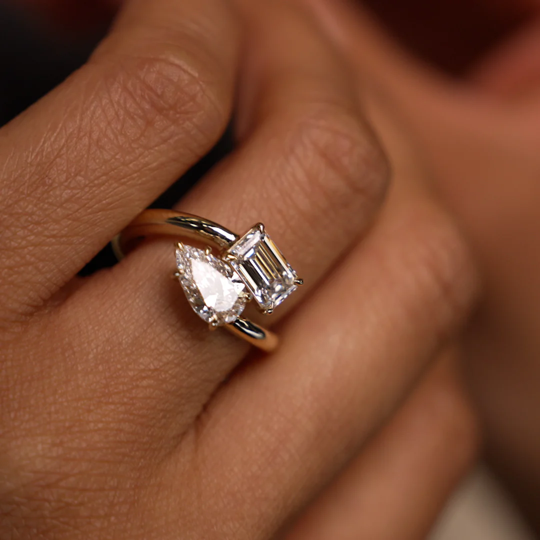 2.11 Ctw 14k Lab Grown Diamond Two Stone Toi et Moi Ring - Tina - Image 2