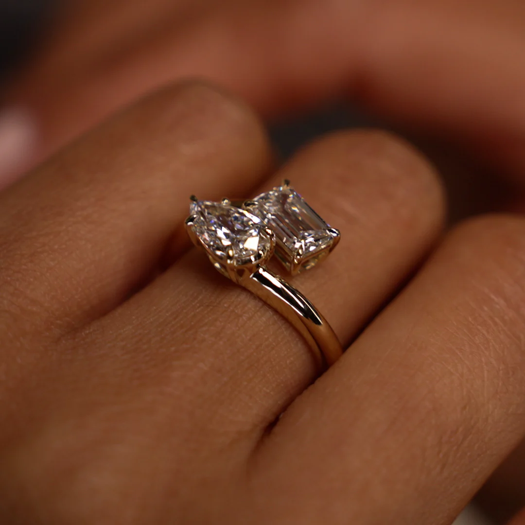 2.11 Ctw 14k Lab Grown Diamond Two Stone Toi et Moi Ring - Tina - Image 3