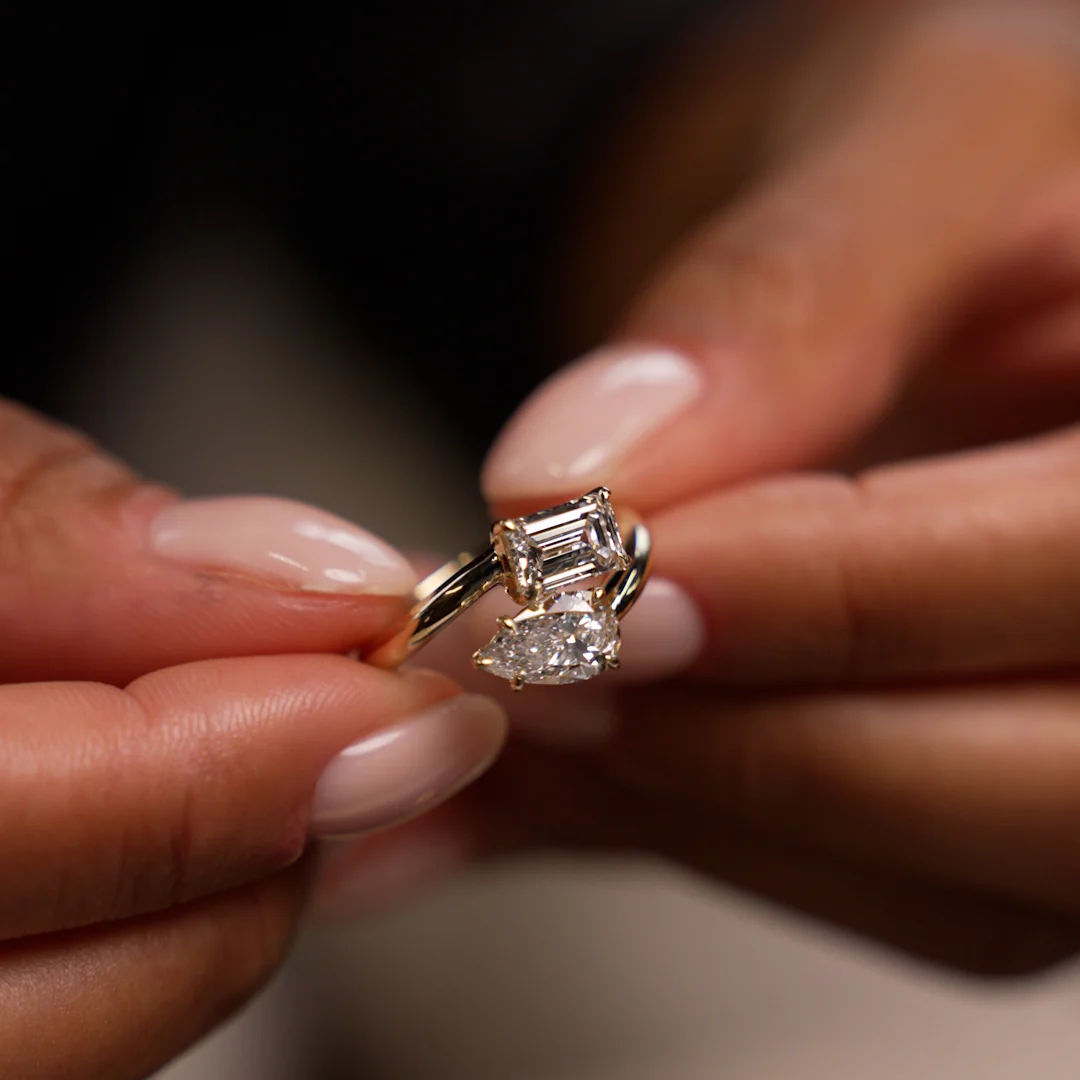 2.11 Ctw 14k Lab Grown Diamond Two Stone Toi et Moi Ring - Tina - Image 4