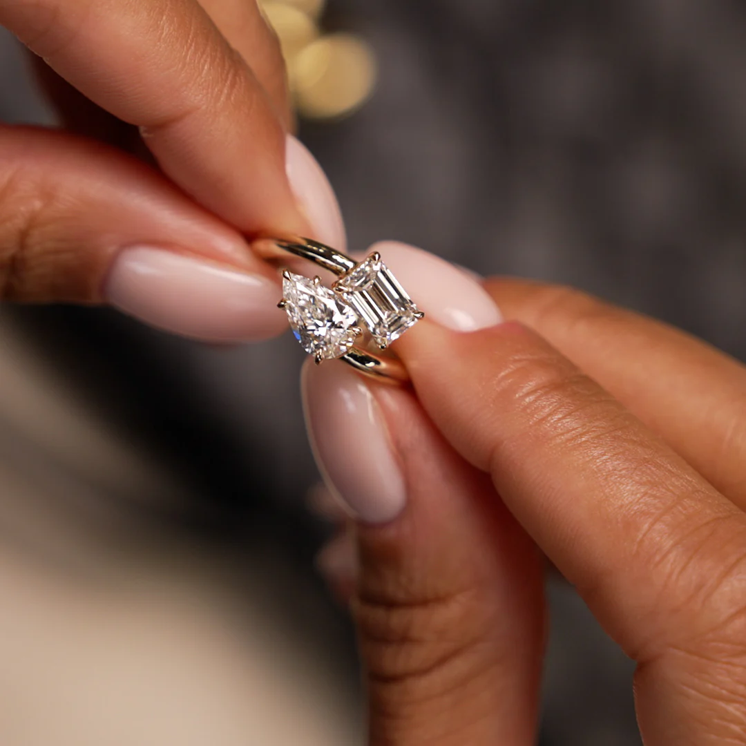 2.11 Ctw 14k Lab Grown Diamond Two Stone Toi et Moi Ring - Tina - Image 5