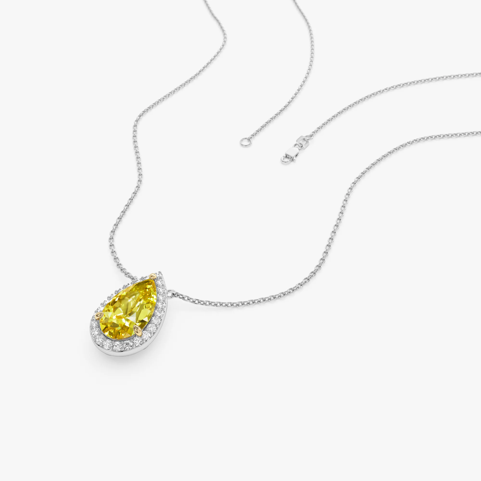 2.25 Ctw 14k Pear Shaped Fancy Intense Yellow Lab Grown Diamond Necklace - Queen - Image 7