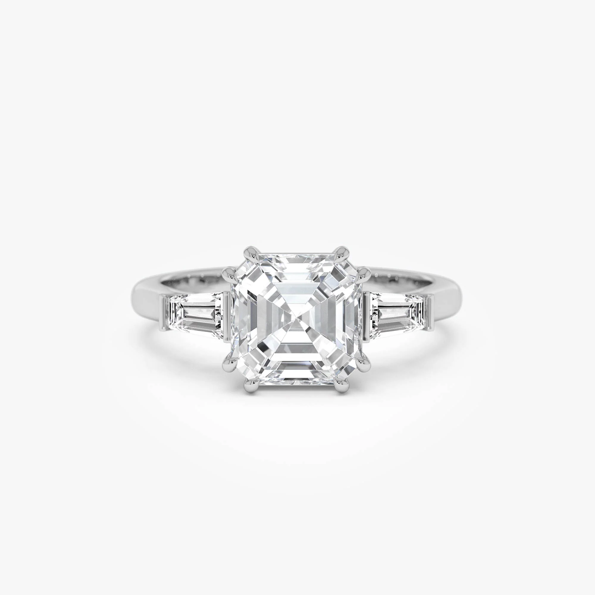 2.35 Ctw 14k lab Grown  Asscher Cut Three Stone Enagement Ring - Nina - Image 4