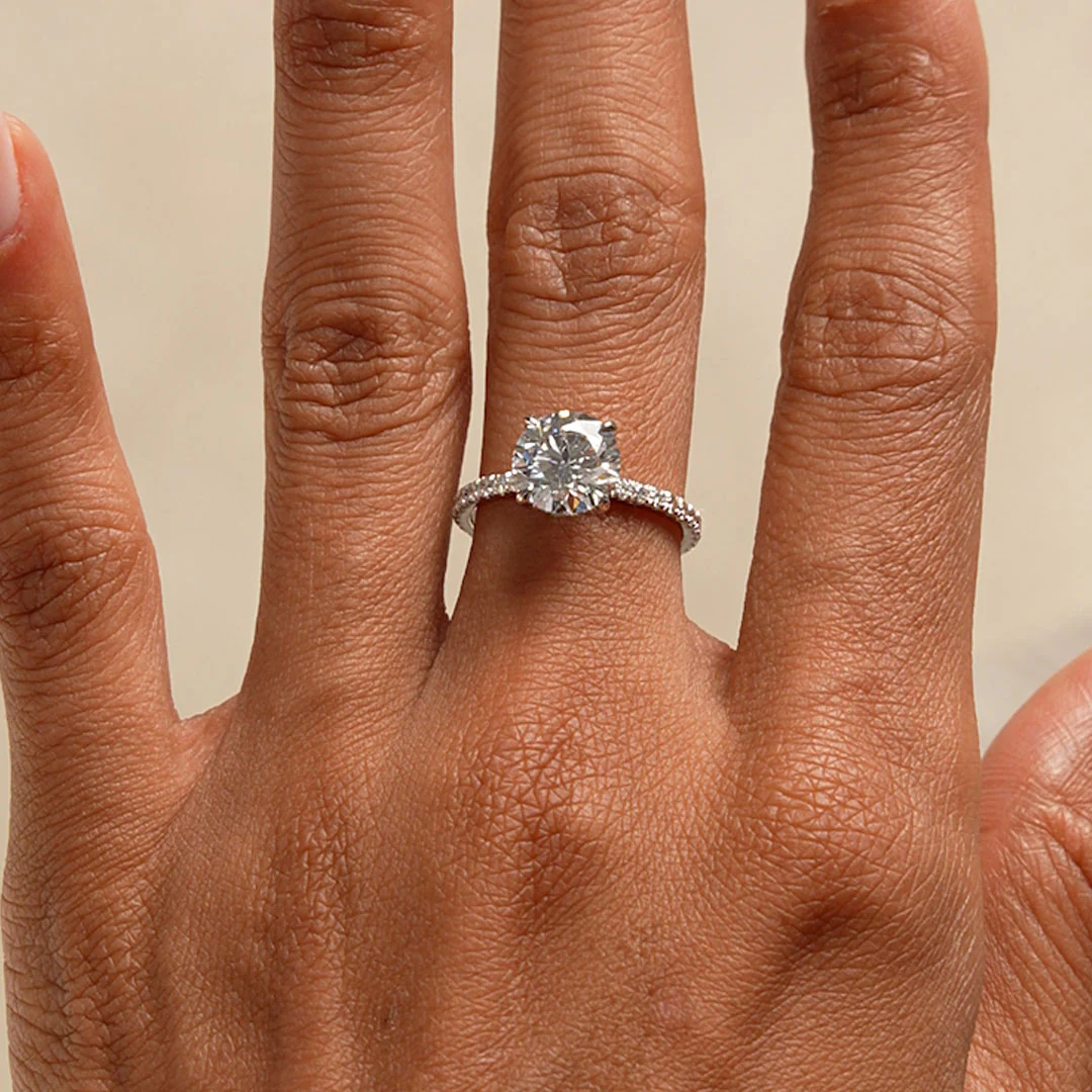2.40 Ctw 14k Round Brilliant Lab Grown Diamond Pavé Setting with Hidden Halo - Selina - Image 3