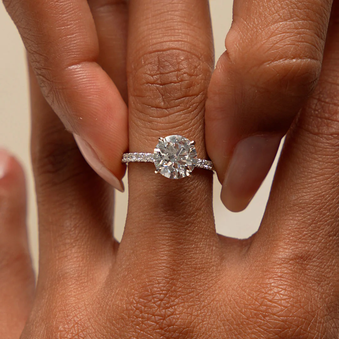 2.40 Ctw 14k Round Brilliant Lab Grown Diamond Pavé Setting with Hidden Halo - Selina - Image 4