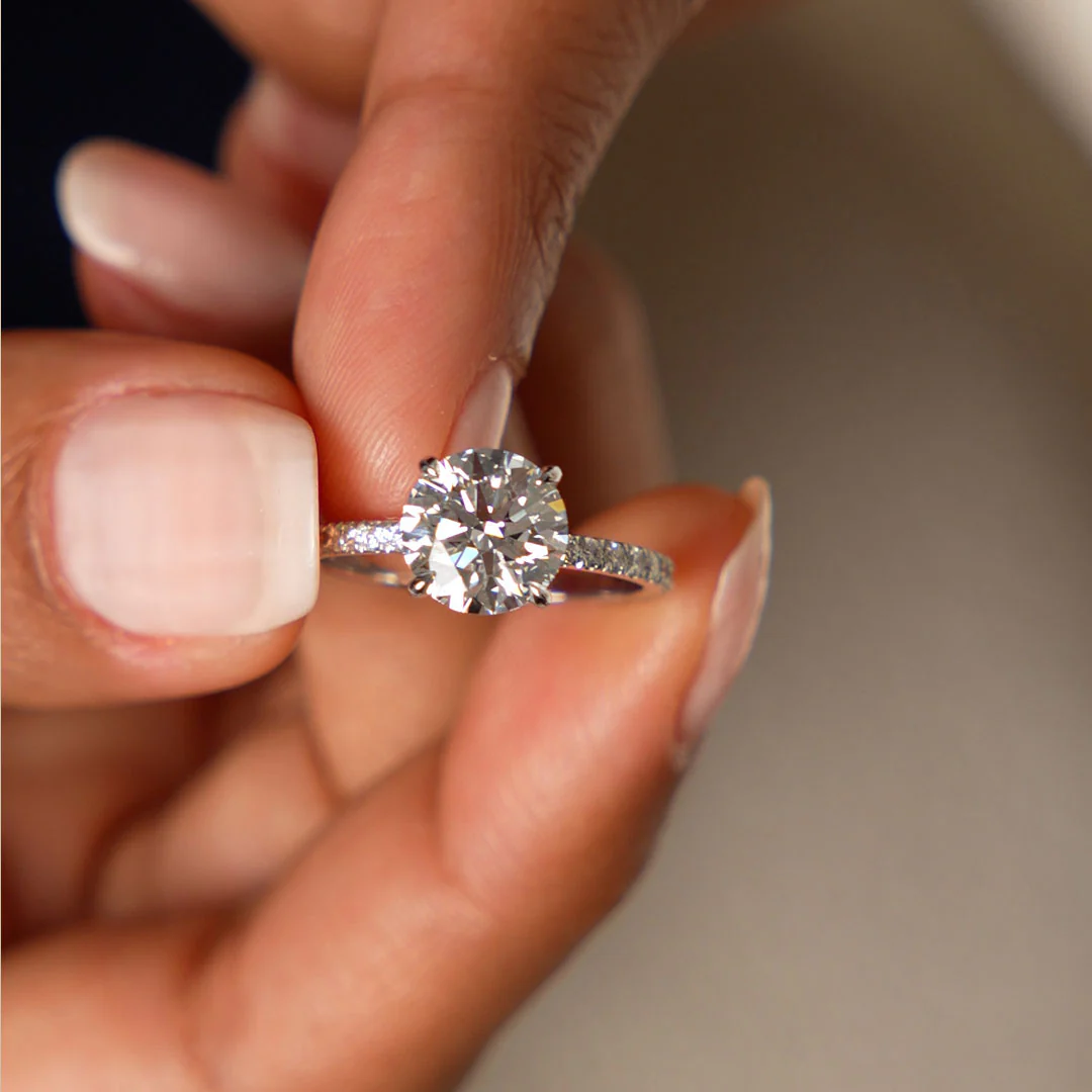 2.40 Ctw 14k Round Brilliant Lab Grown Diamond Pavé Setting with Hidden Halo - Selina - Image 5