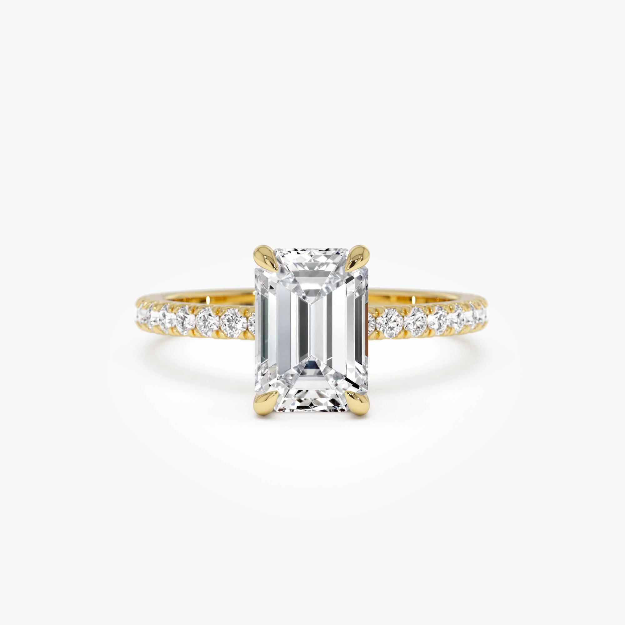 2.45 Ctw 14k Emerald Cut Lab Grown Diamond Pavé Setting with Hidden Halo - Aurelia