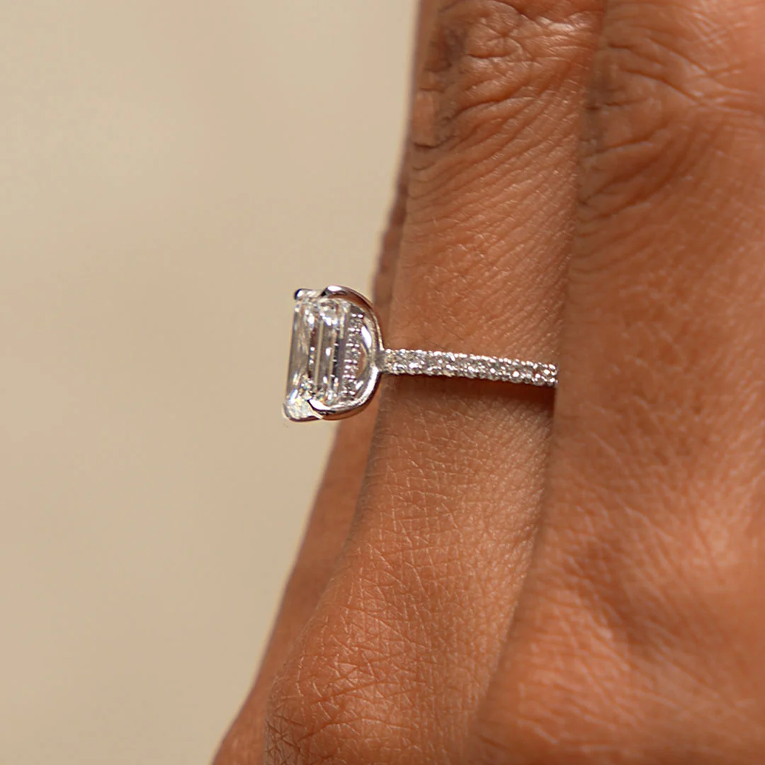 2.45 Ctw 14k Emerald Cut Lab Grown Diamond Pavé Setting with Hidden Halo - Aurelia - Image 5