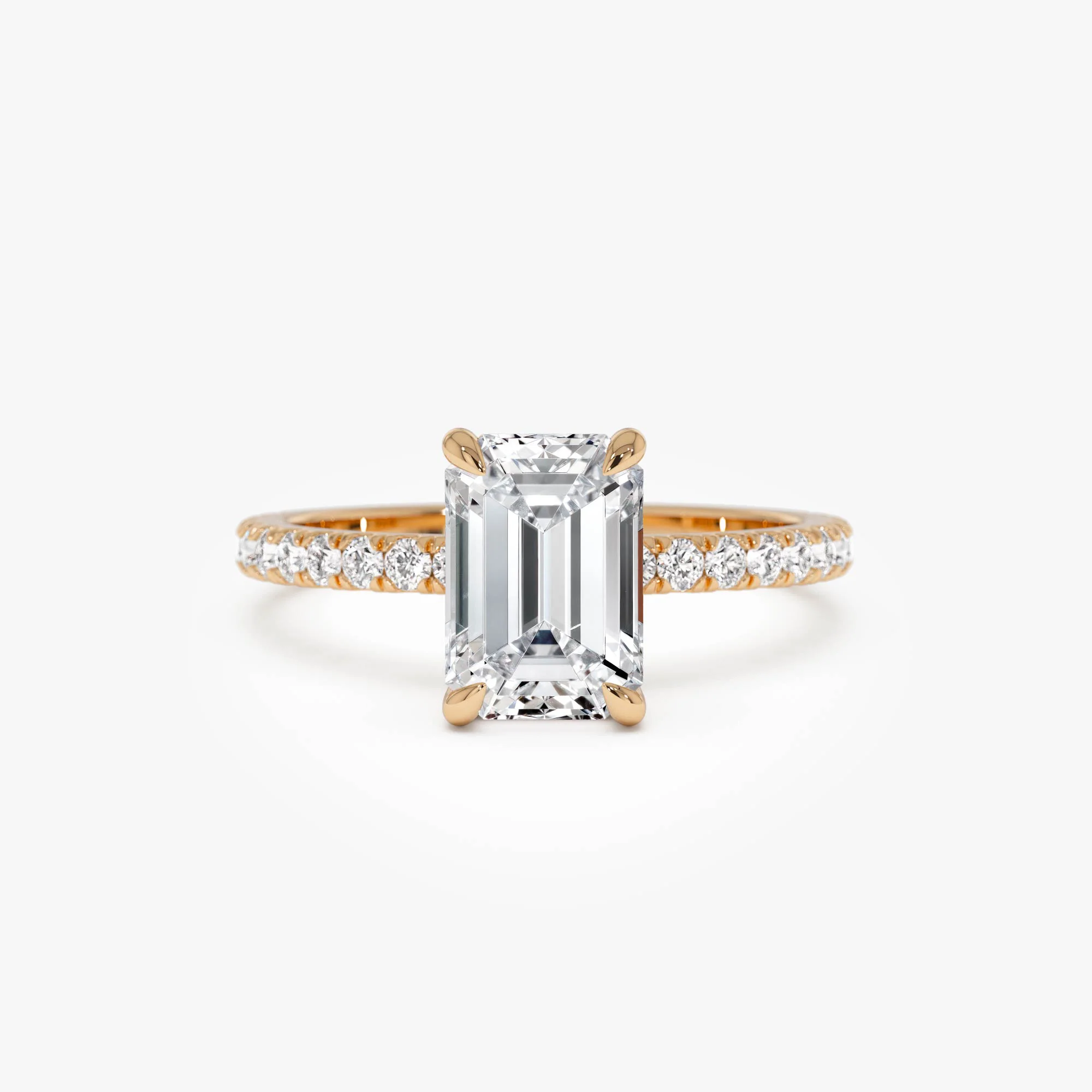 2.45 Ctw 14k Emerald Cut Lab Grown Diamond Pavé Setting with Hidden Halo - Aurelia - Image 6