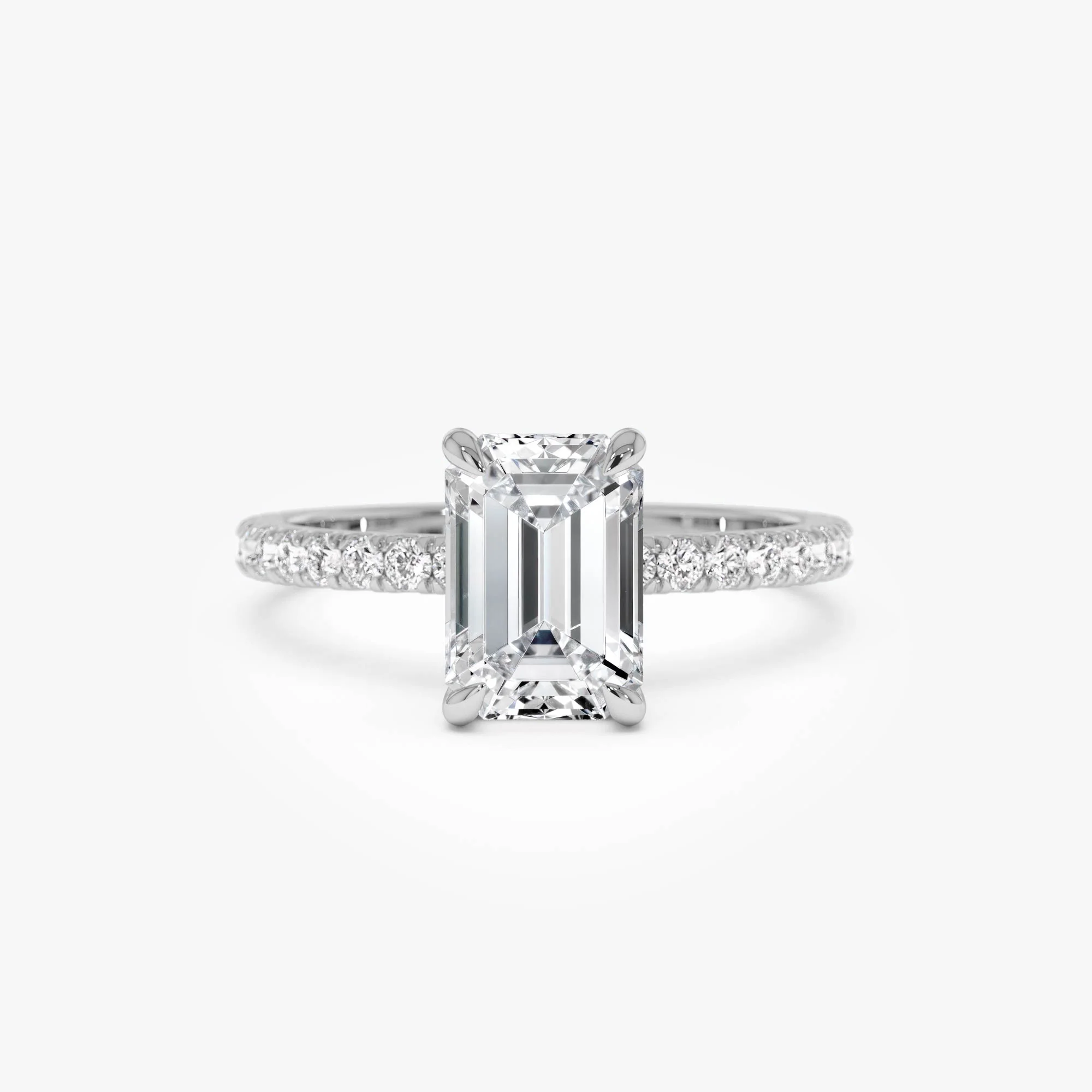 2.45 Ctw 14k Emerald Cut Lab Grown Diamond Pavé Setting with Hidden Halo - Aurelia - Image 7