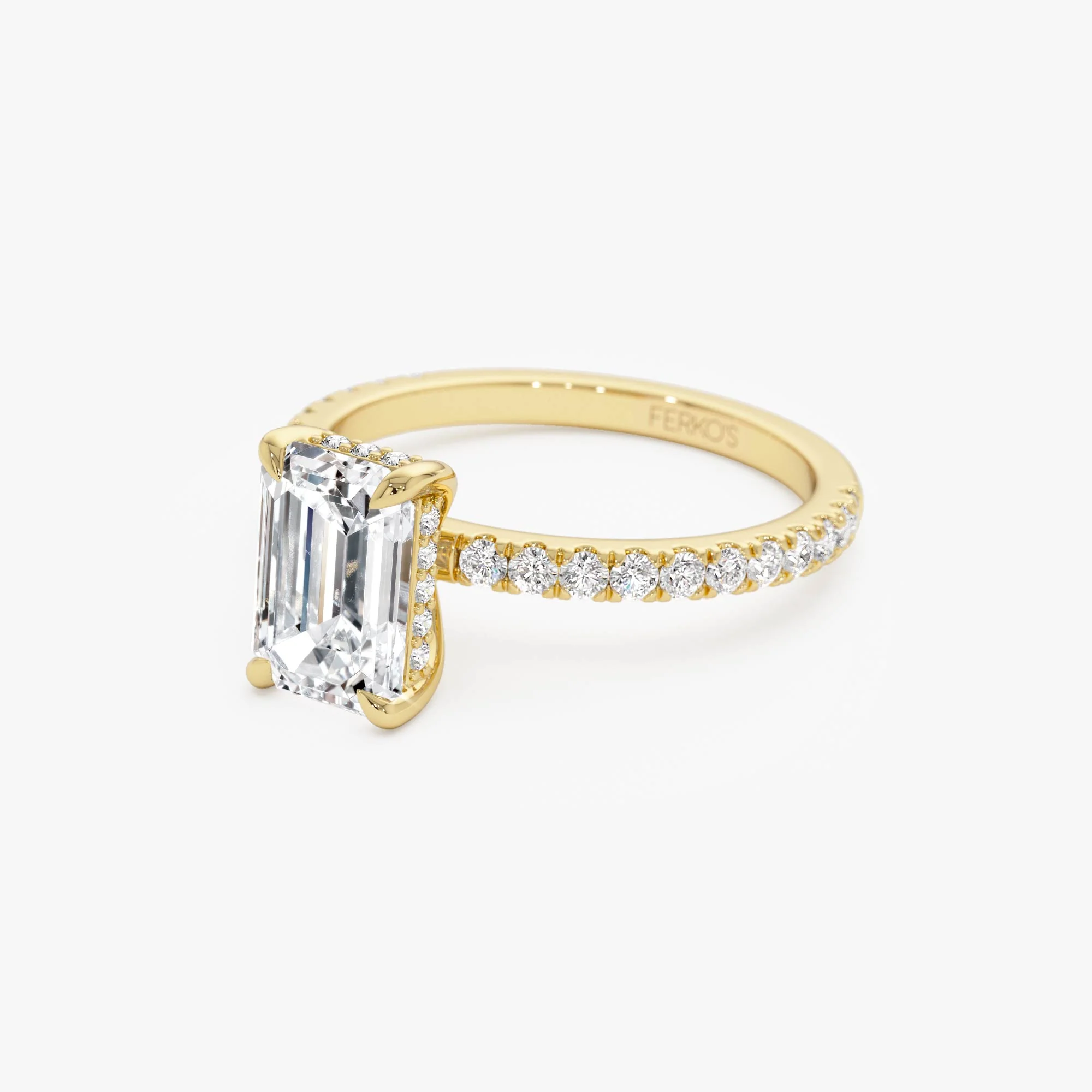2.45 Ctw 14k Emerald Cut Lab Grown Diamond Pavé Setting with Hidden Halo - Aurelia - Image 8