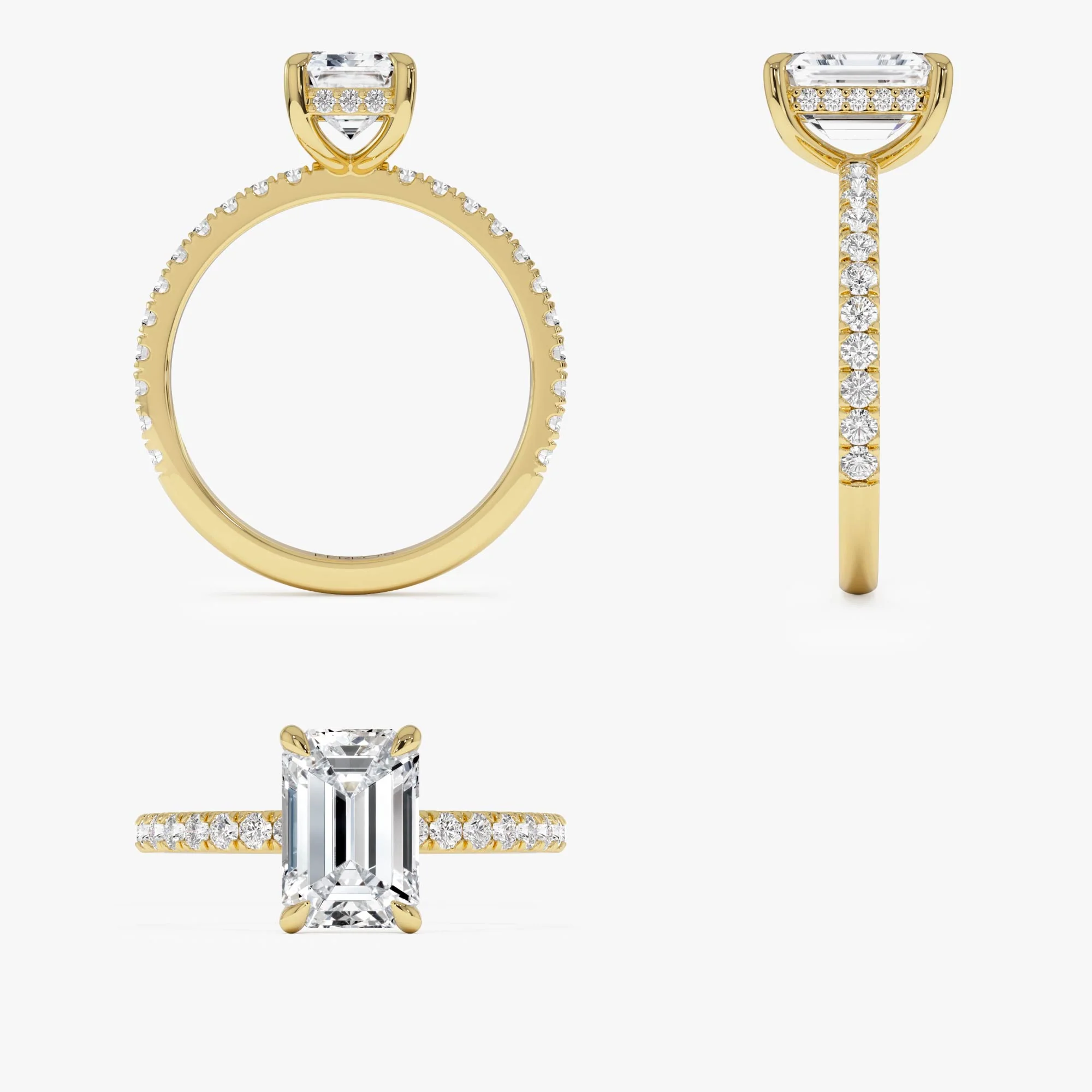 2.45 Ctw 14k Emerald Cut Lab Grown Diamond Pavé Setting with Hidden Halo - Aurelia - Image 9