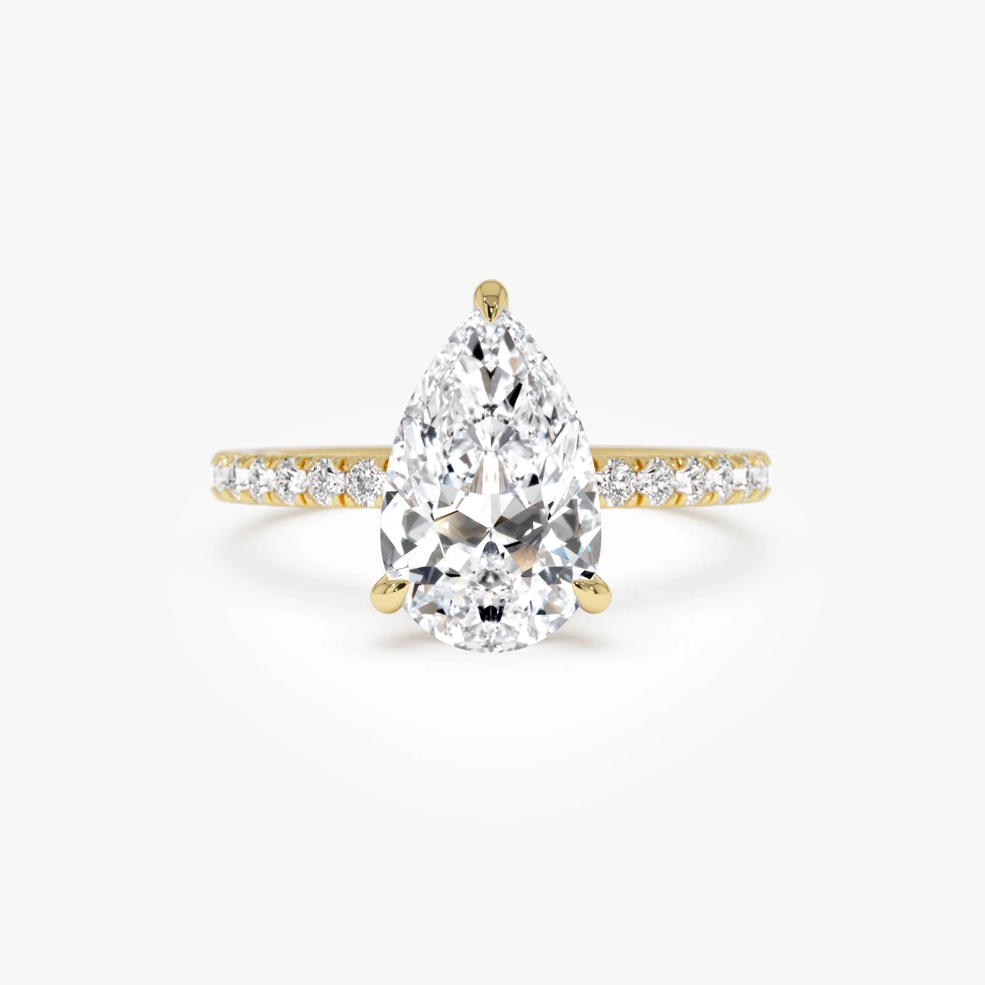2.45 Ctw 14k Pear Shaped Lab Grown Diamond Pavé Setting with Hidden Halo - Valentina