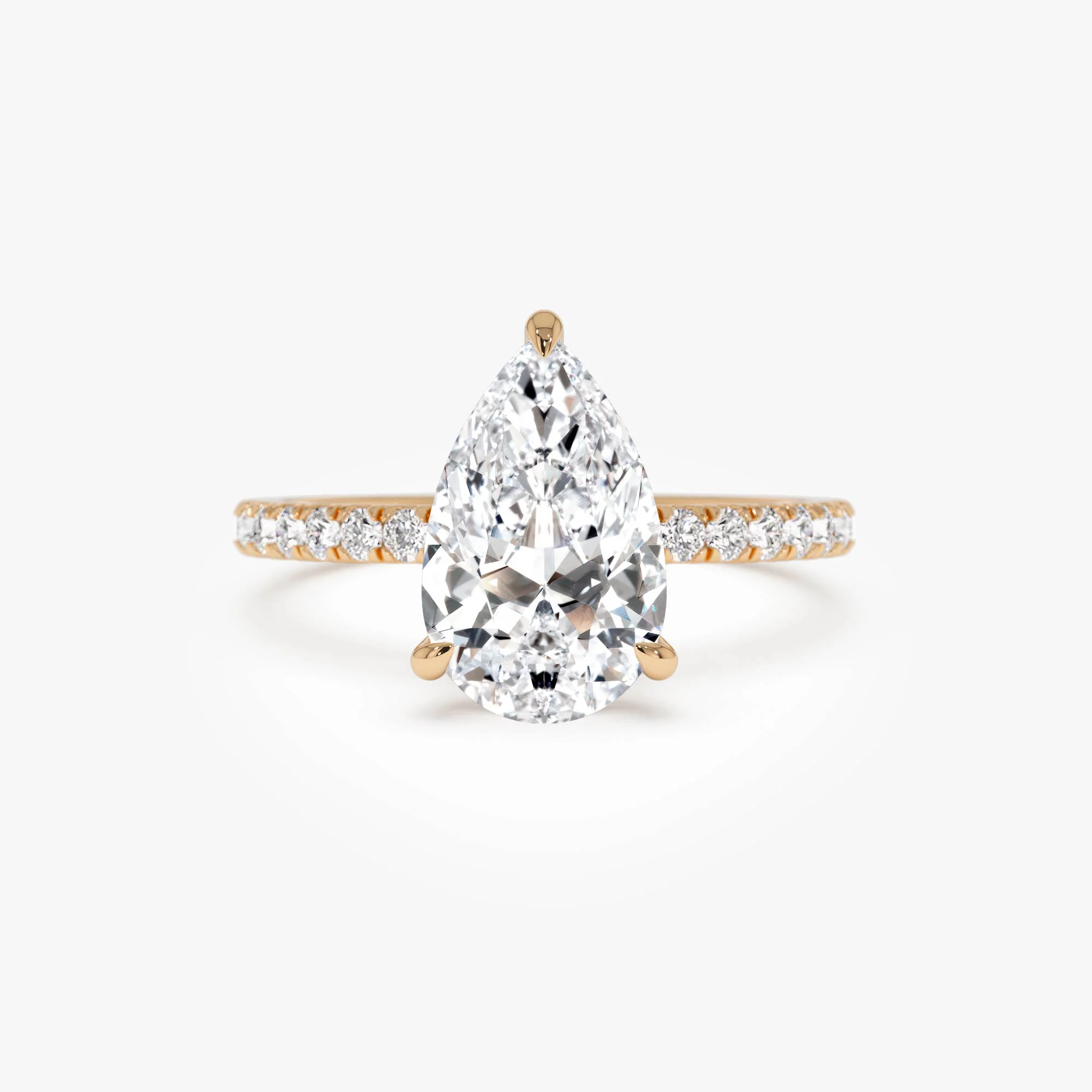 2.45 Ctw 14k Pear Shaped Lab Grown Diamond Pavé Setting with Hidden Halo - Valentina - Image 6