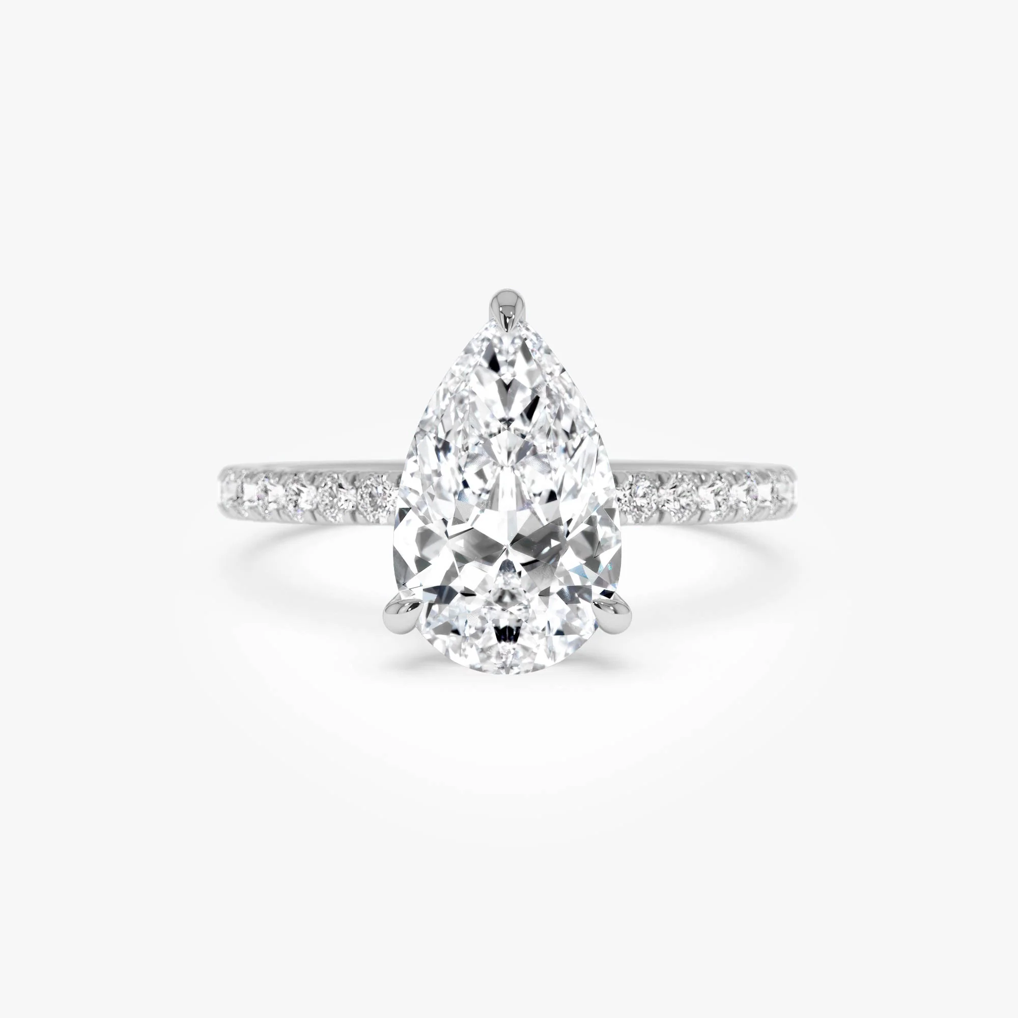 2.45 Ctw 14k Pear Shaped Lab Grown Diamond Pavé Setting with Hidden Halo - Valentina - Image 7