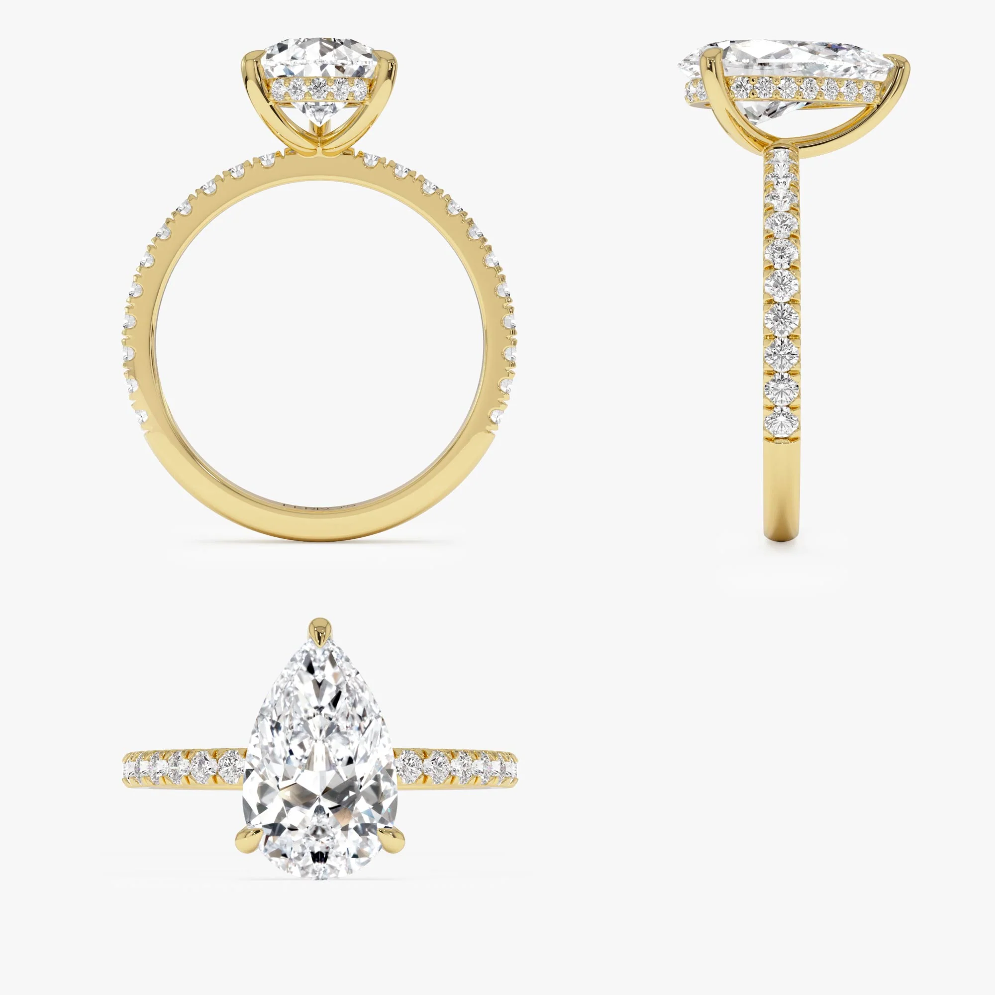 2.45 Ctw 14k Pear Shaped Lab Grown Diamond Pavé Setting with Hidden Halo - Valentina - Image 9