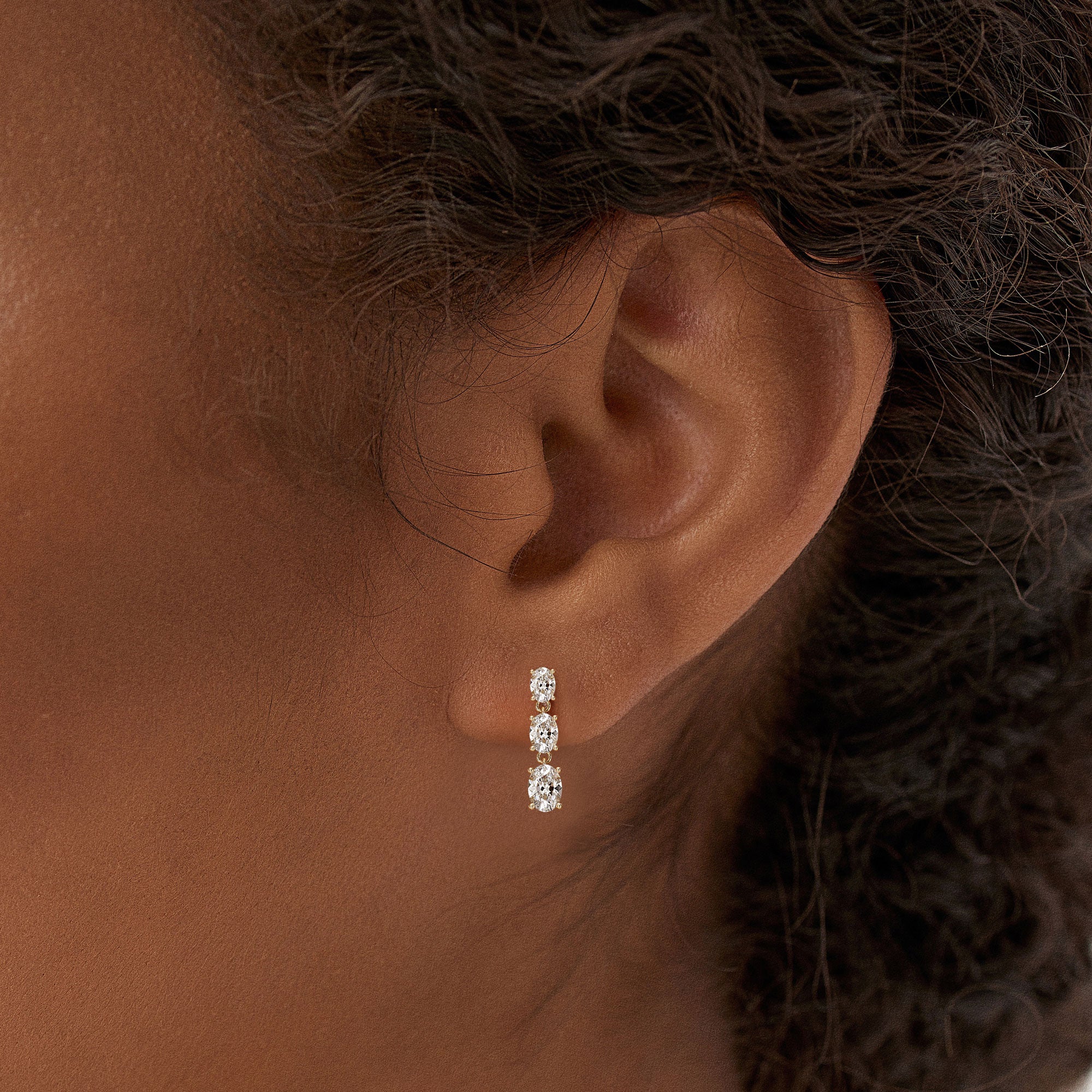 2.00 Ctw 14k Oval Shape Lab Grown Diamond Dangling Earrings - Zara - Image 2