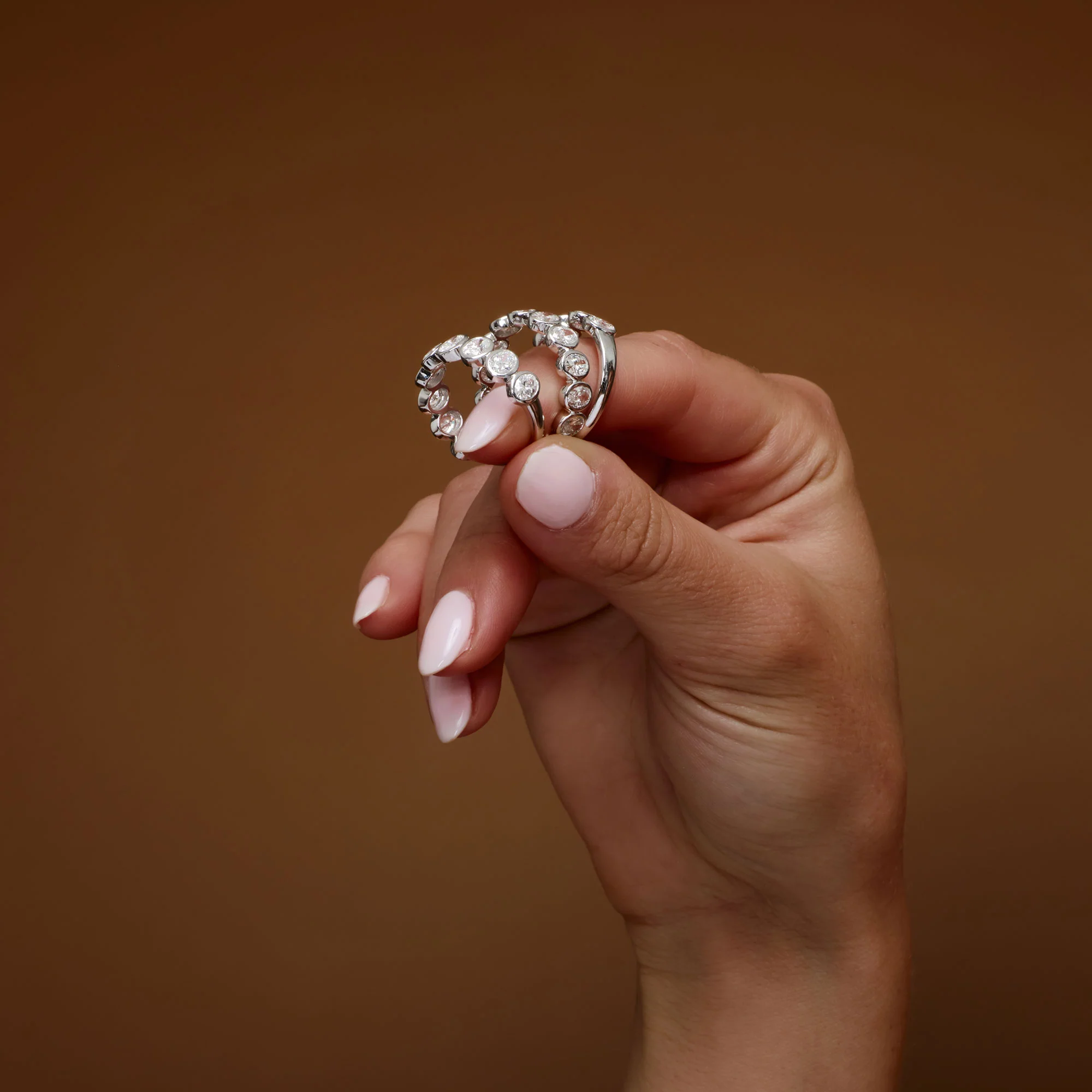2.75 ctw 14k Bezel Setting Full Eternity Oval Shape Lab Grown Diamond Ring - Ella - Image 4