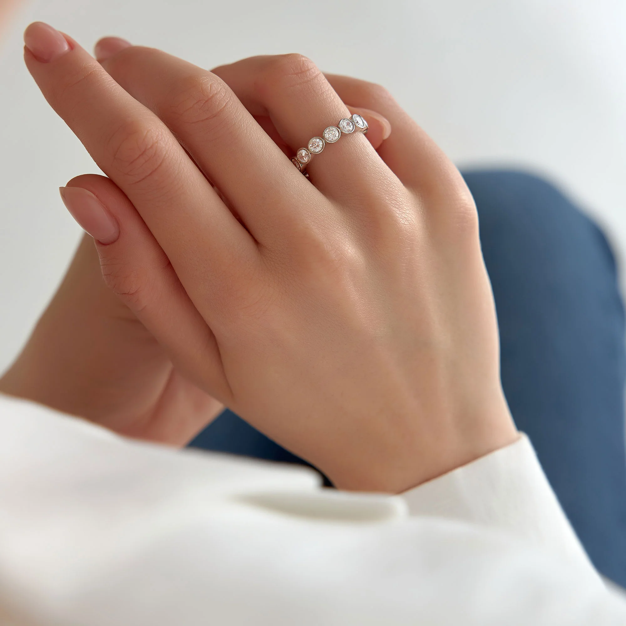 2.95 ctw 14k Bezel Setting Full Eternity Round Lab Grown Diamond Ring - Camila - Image 4