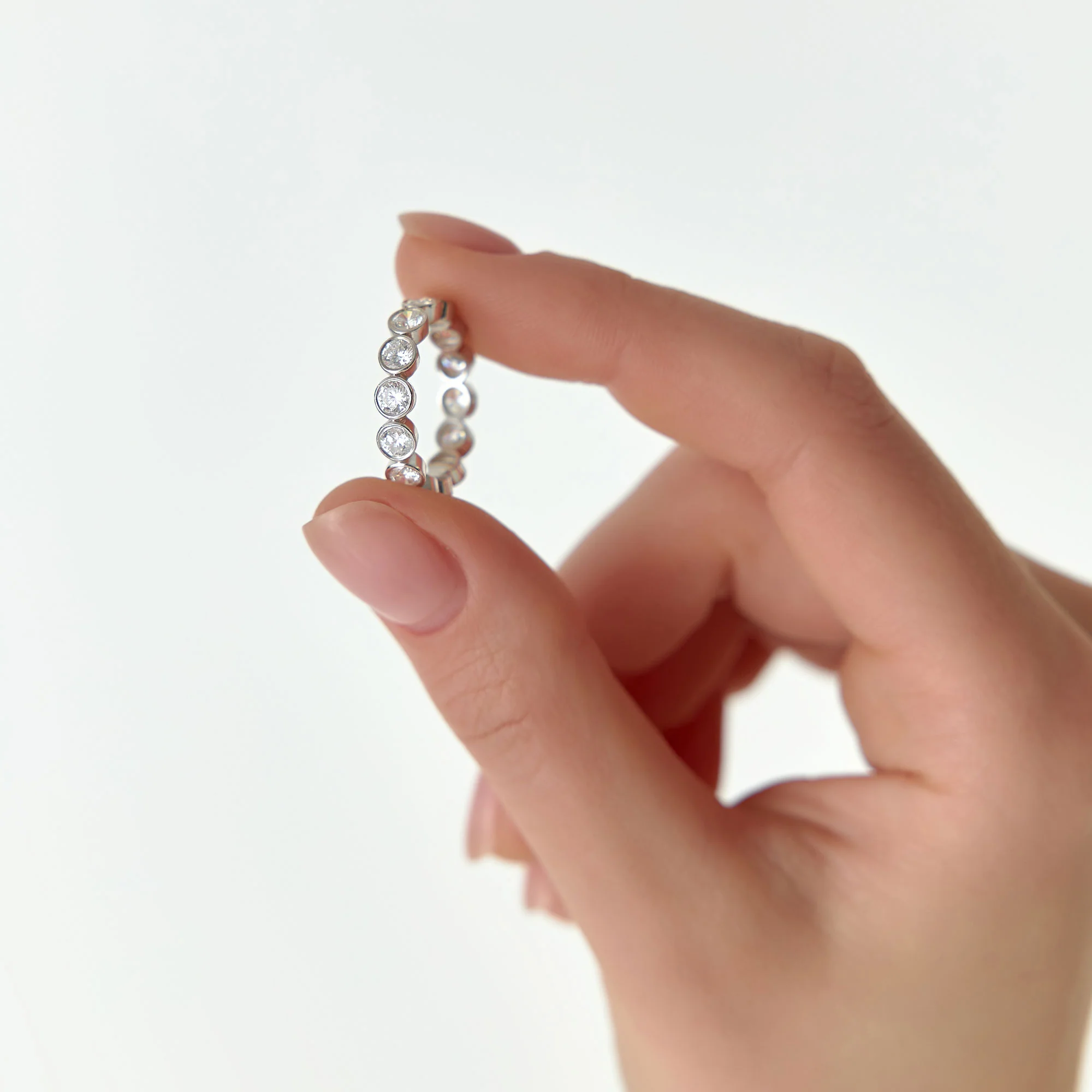 2.95 ctw 14k Bezel Setting Full Eternity Round Lab Grown Diamond Ring - Camila - Image 5