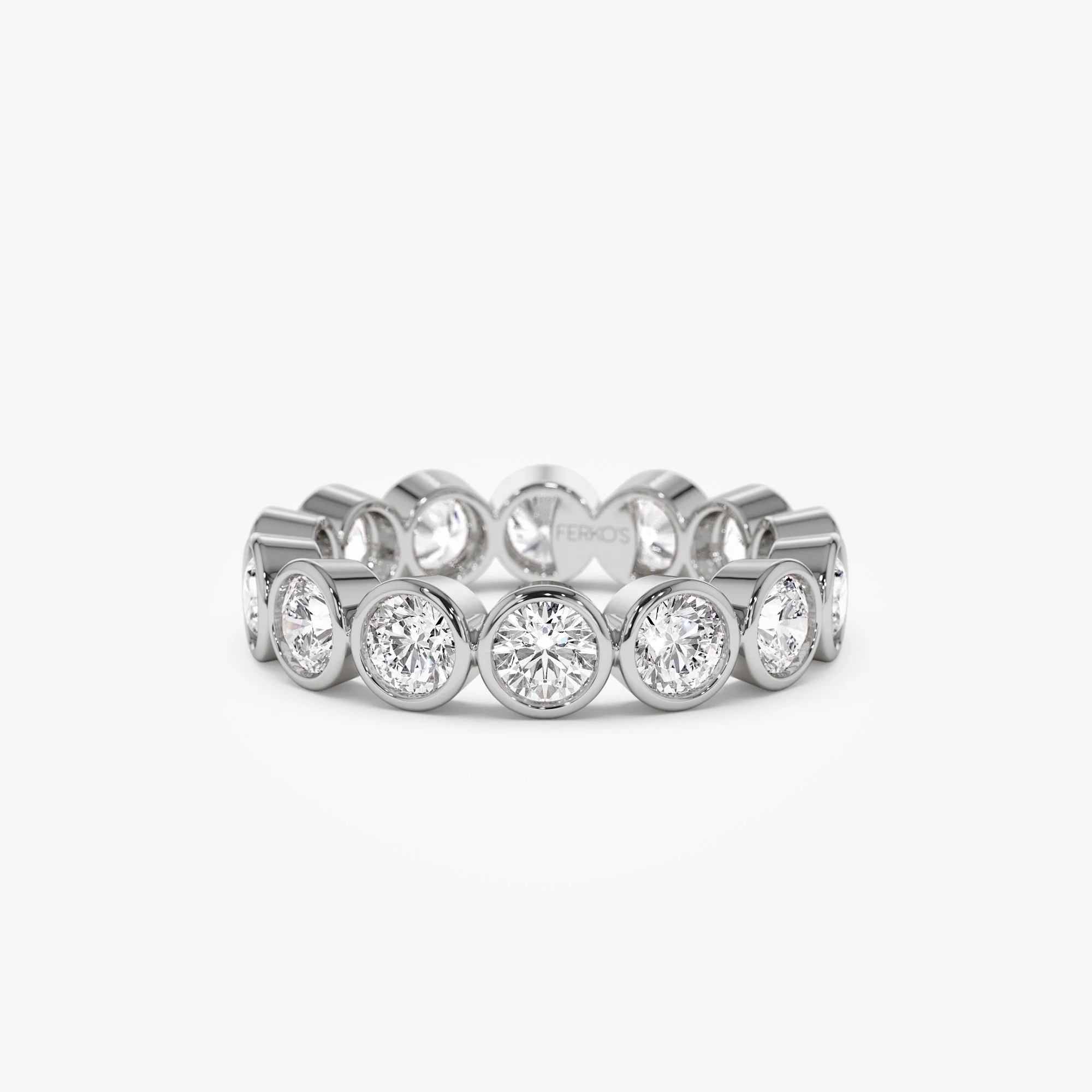 2.95 ctw 14k Bezel Setting Full Eternity Round Lab Grown Diamond Ring - Camila - Image 6