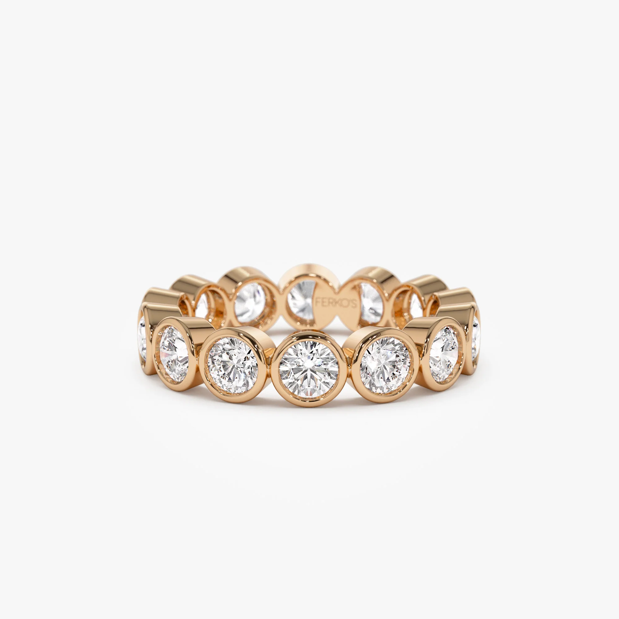 2.95 ctw 14k Bezel Setting Full Eternity Round Lab Grown Diamond Ring - Camila - Image 7